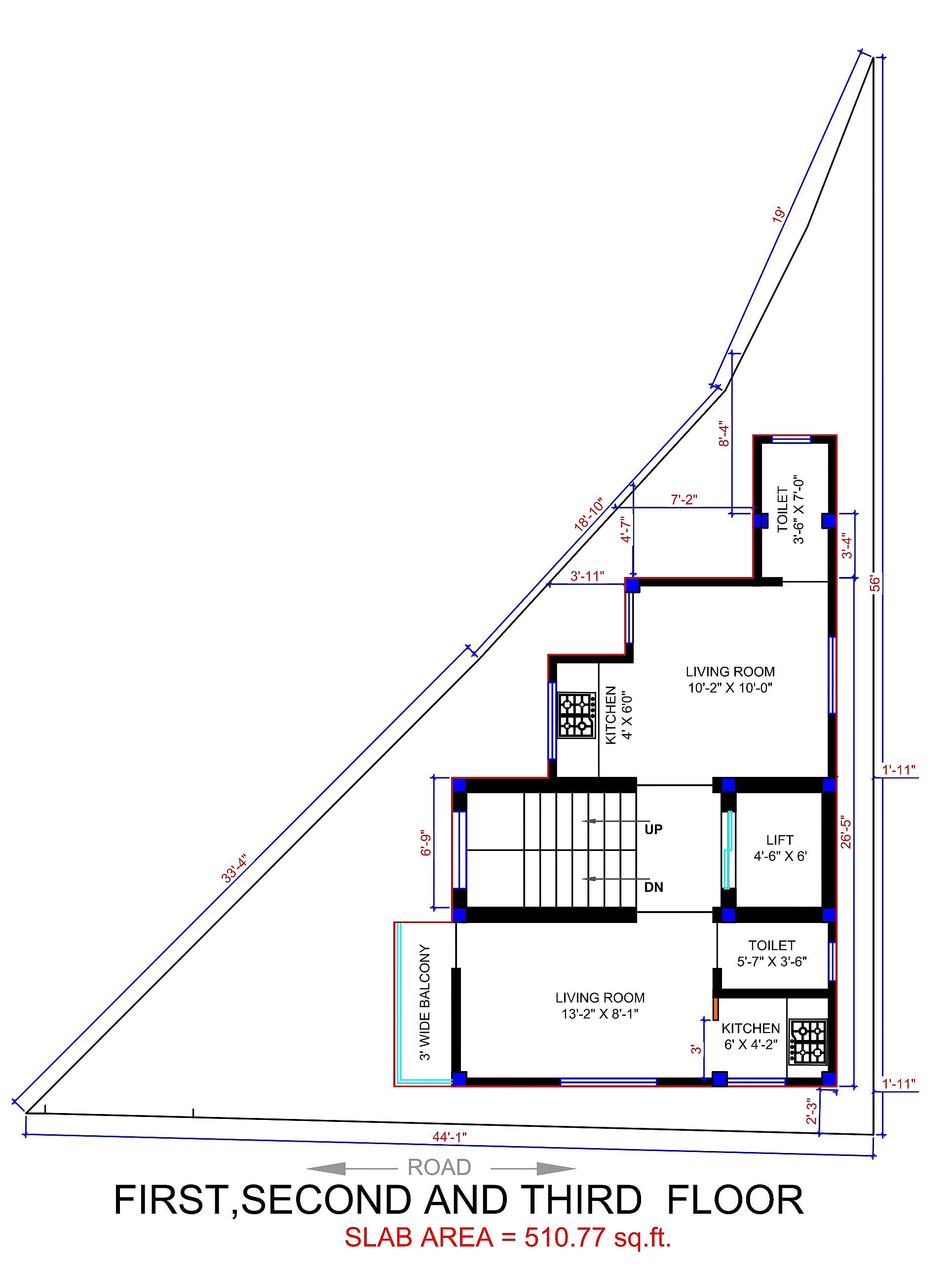 44X56 Apartment Plan- 2464 sq ft Residential Cum Commercial House Design at Pune thumbnail 2 — Project ID 6788