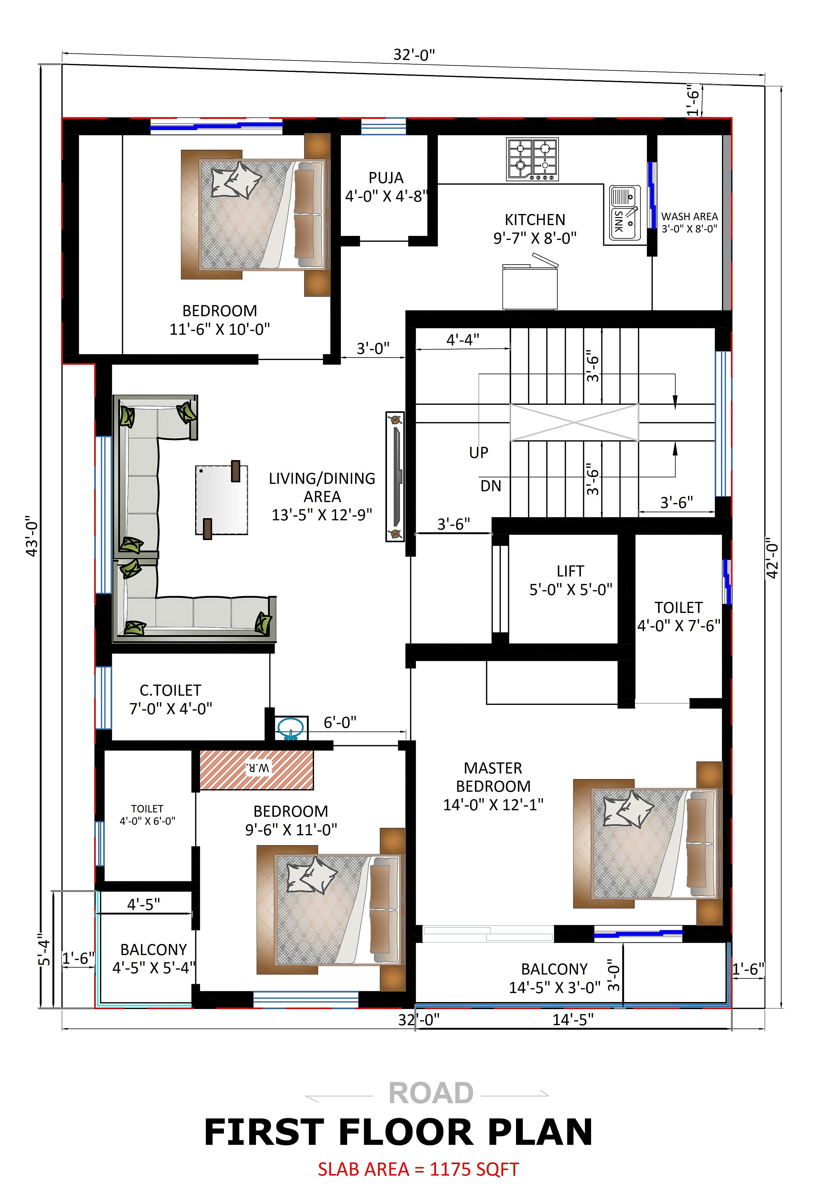 32X42 Apartment Plan- 1344 sq ft Residential Cum Commercial House Design at Bhojpur thumbnail 2 — Project ID 6802