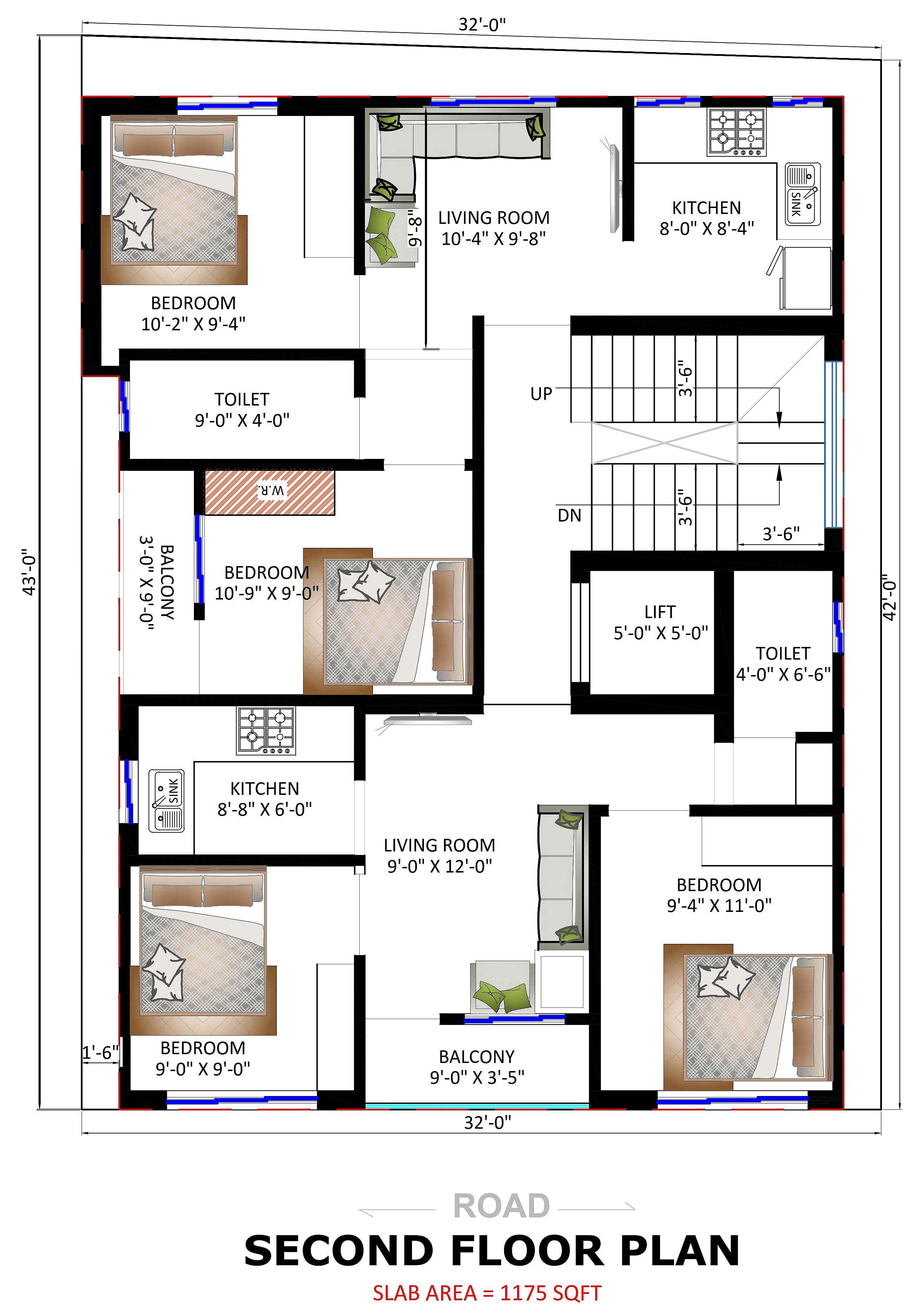 32X42 Apartment Plan- 1344 sq ft Residential Cum Commercial House Design at Bhojpur thumbnail 3 — Project ID 6802