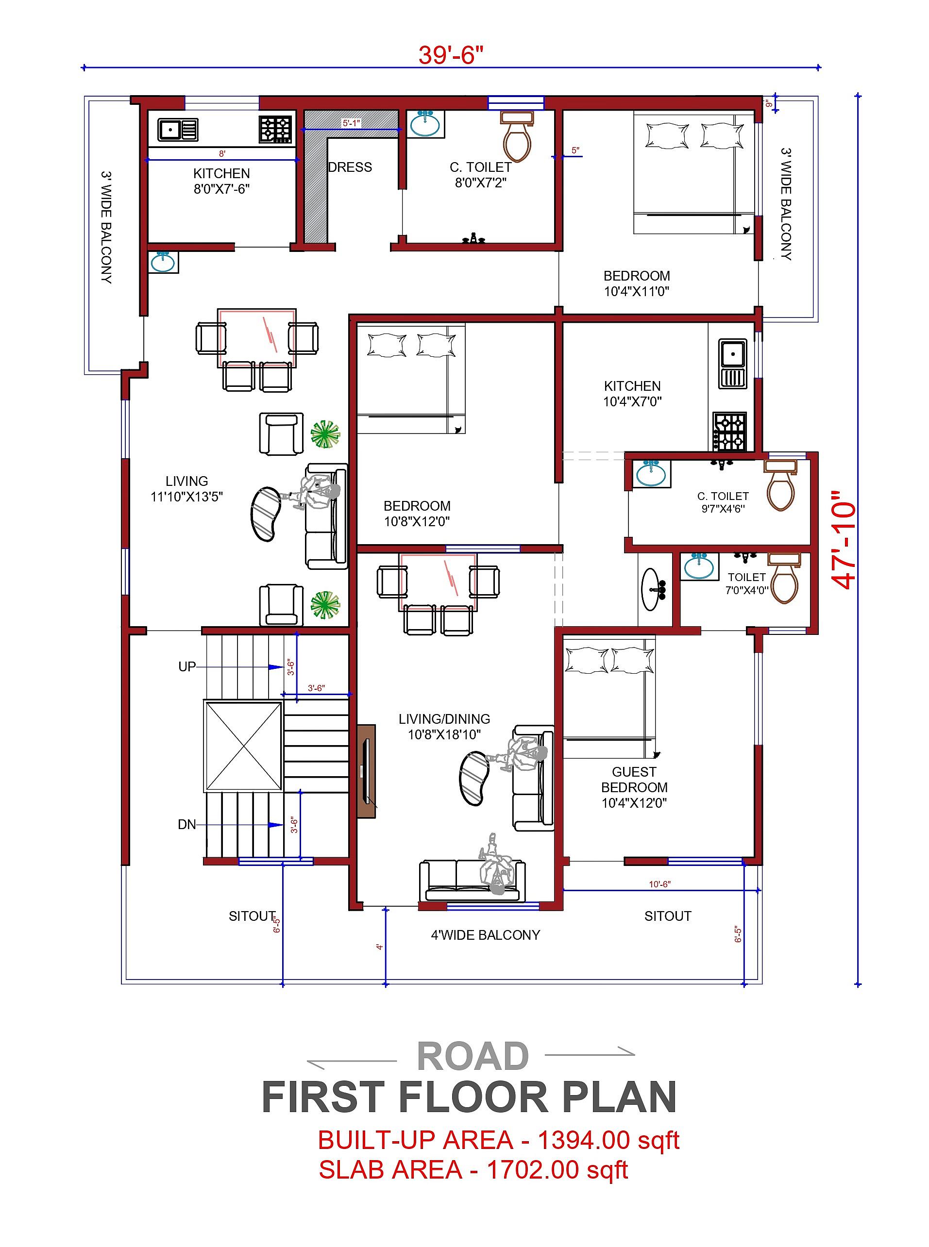 40X70 House Plan- 2800 sq ft Residential Cum Commercial House Design at Basti thumbnail 3 — Project ID 6803