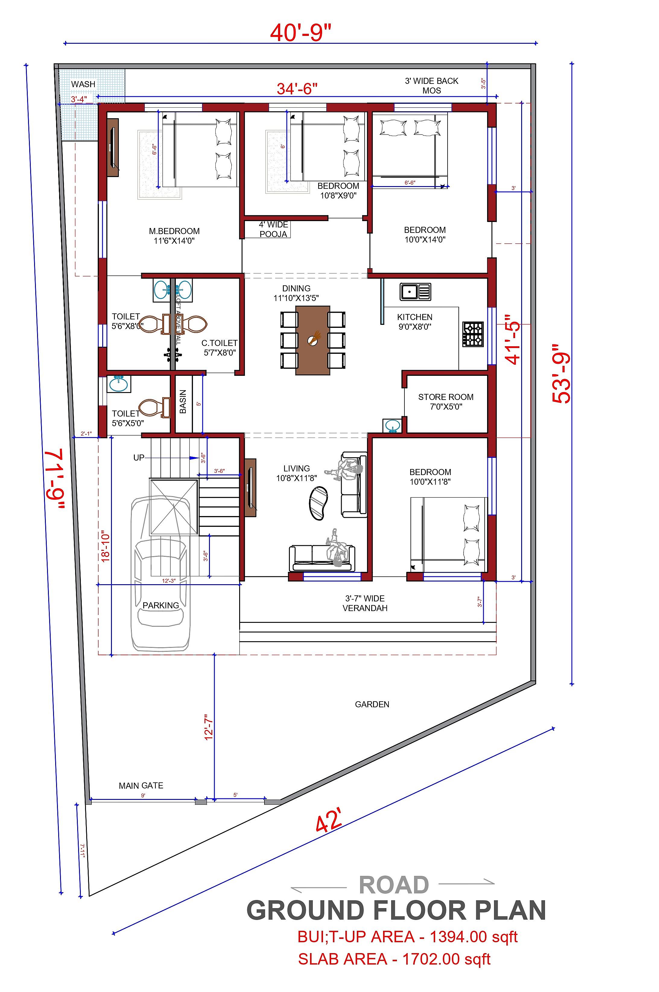 40X70 House Plan- 2800 sq ft Residential Cum Commercial House Design at Basti thumbnail 2 — Project ID 6803
