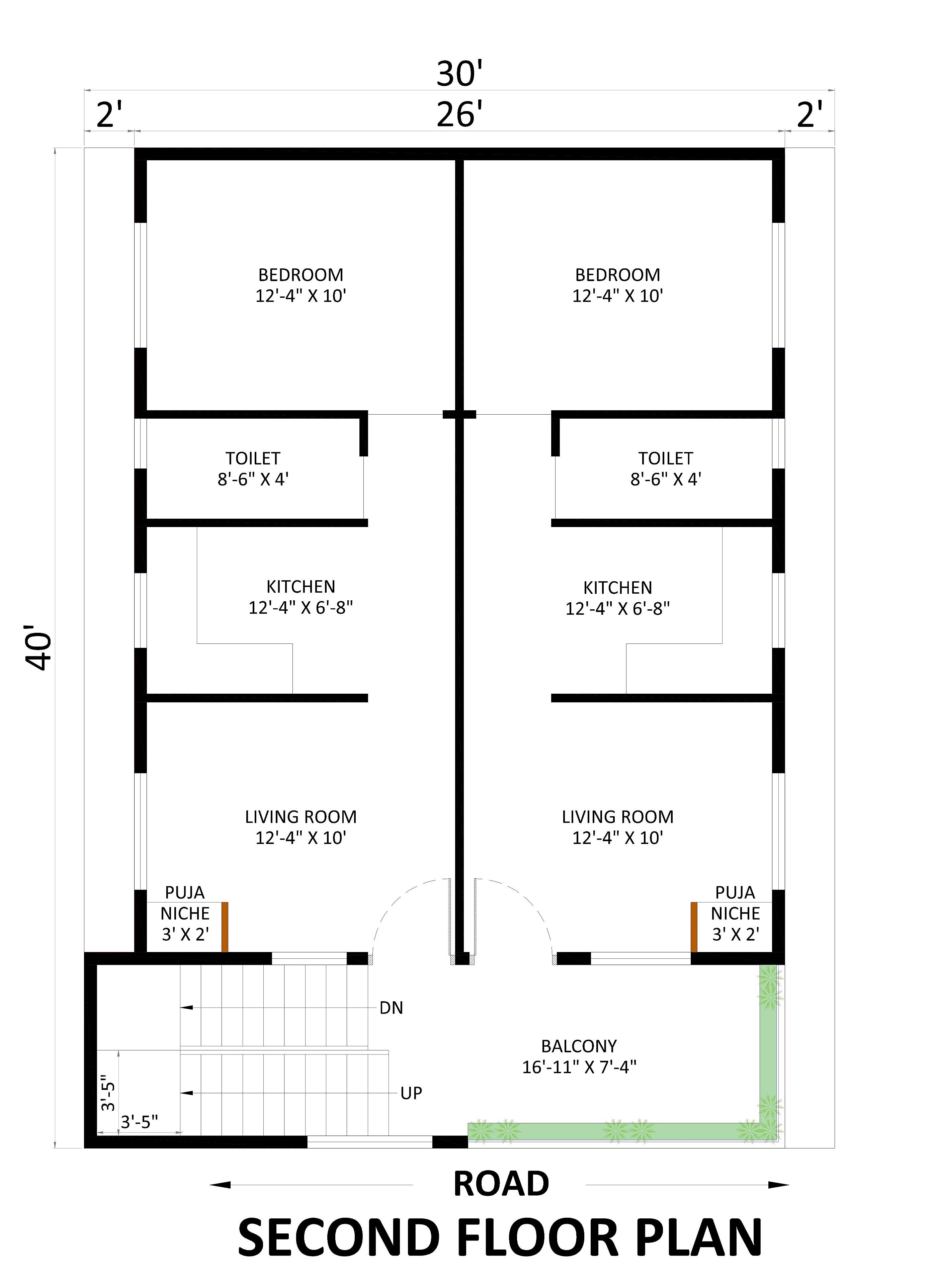 30X40 House Plan- 1200 sq ft Residential Cum Commercial House Design At Bangalore thumbnail 3 — Project ID 6804