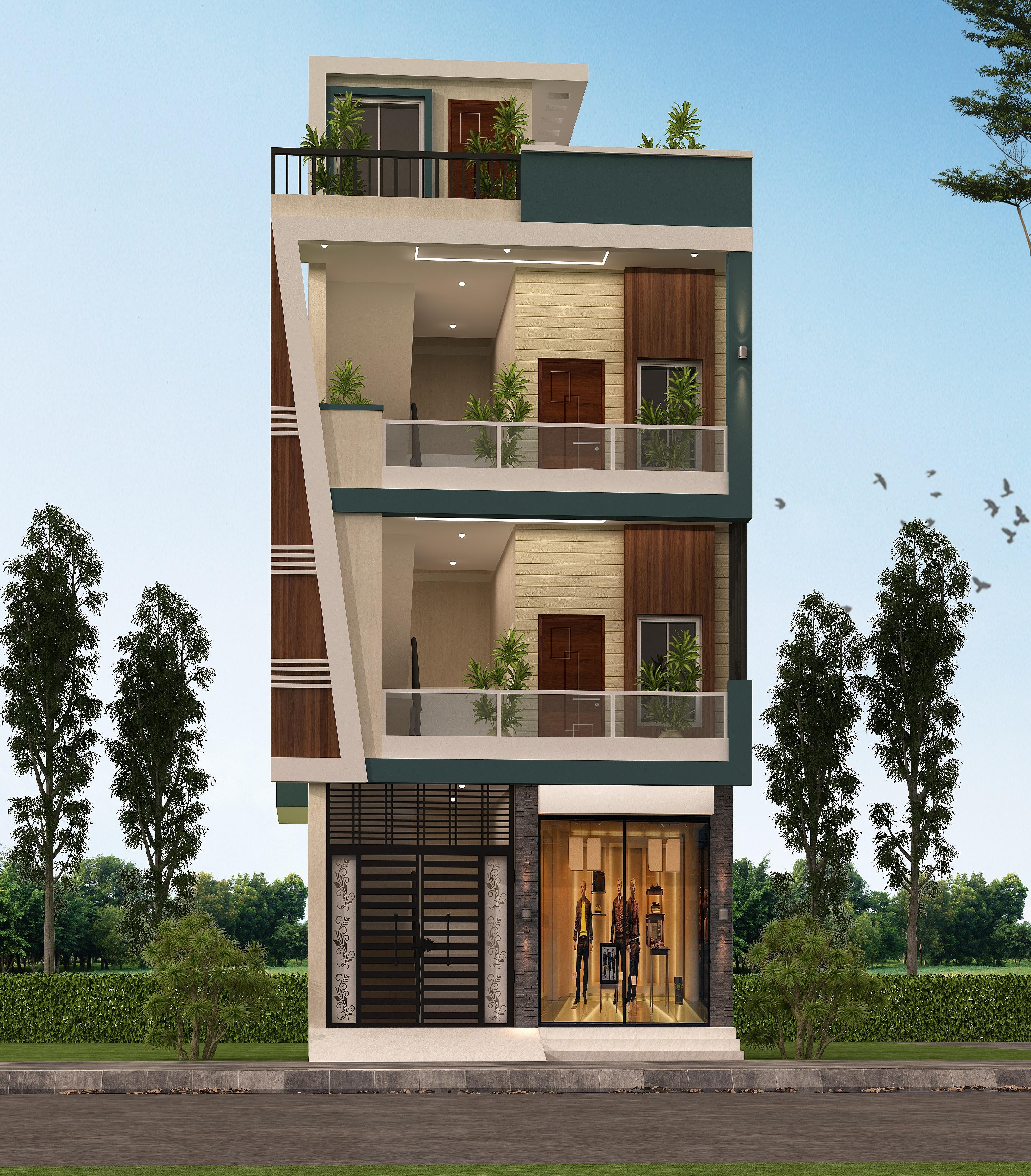 20X30 House With Shop Plan- 600 sq ft Residential Cum Commercial House Design at Shillong [Meghalaya]