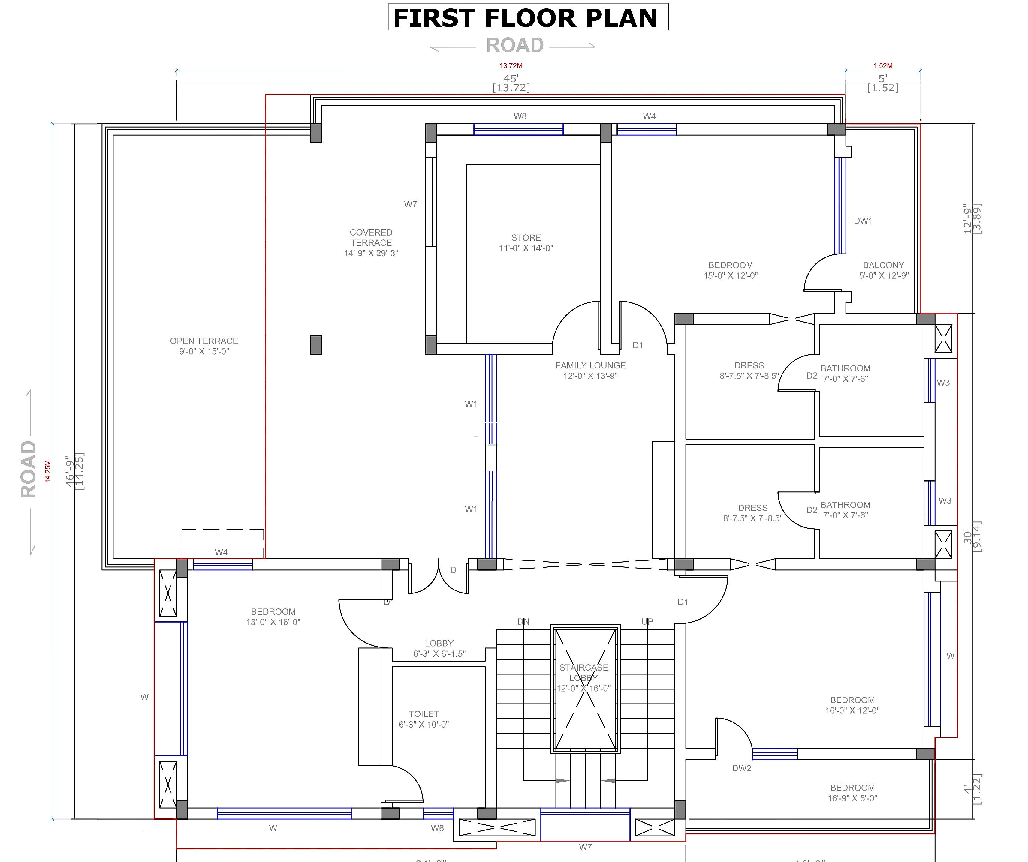 46X46 House Plan- 2116 sq ft Residential House Design at Hamirpur thumbnail 3 — Project ID 6808