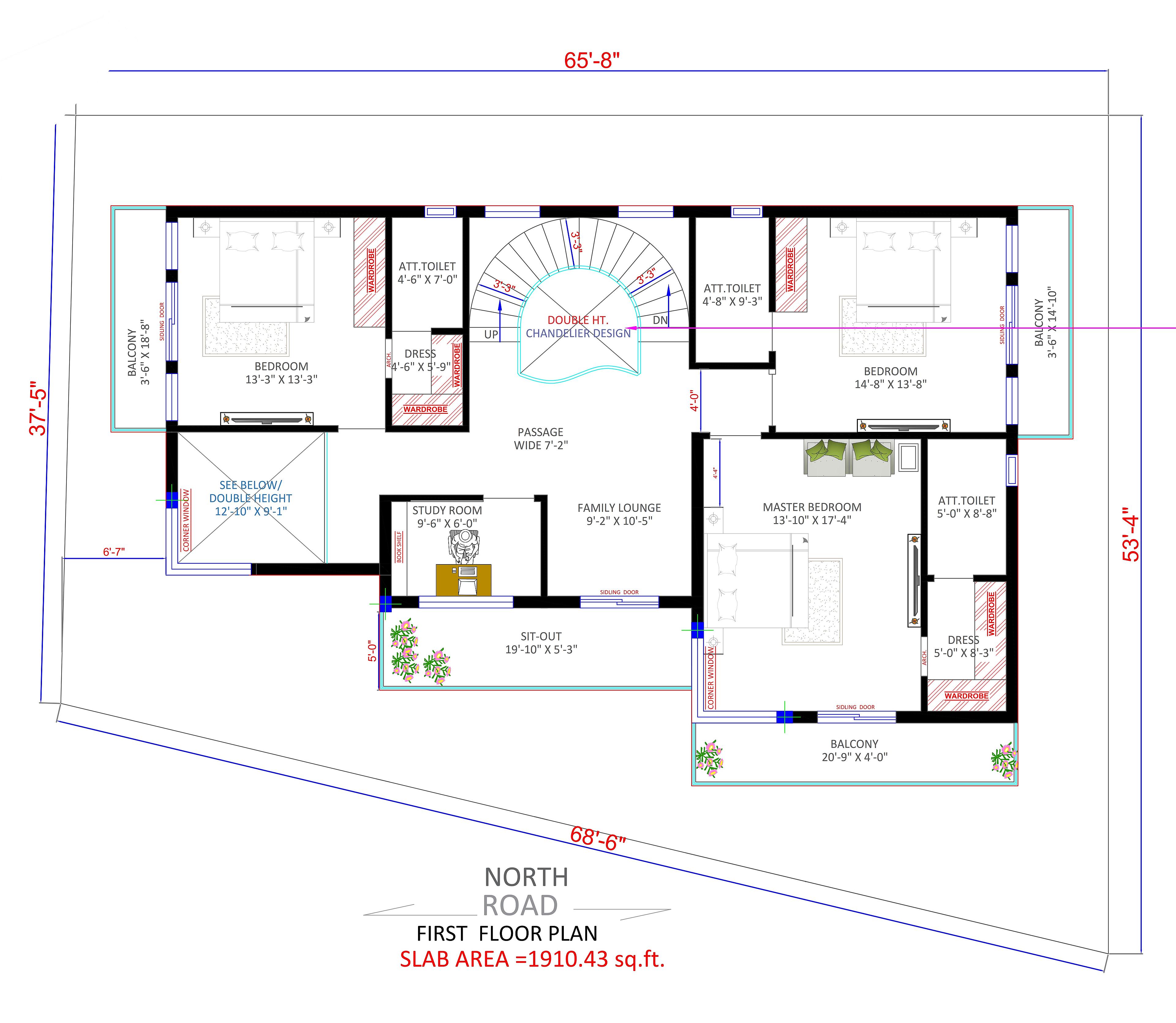 65X50 House With Shop Plan- 3250 sq ft Residential Cum Commercial House Design at Junagadh thumbnail 3 — Project ID 6814