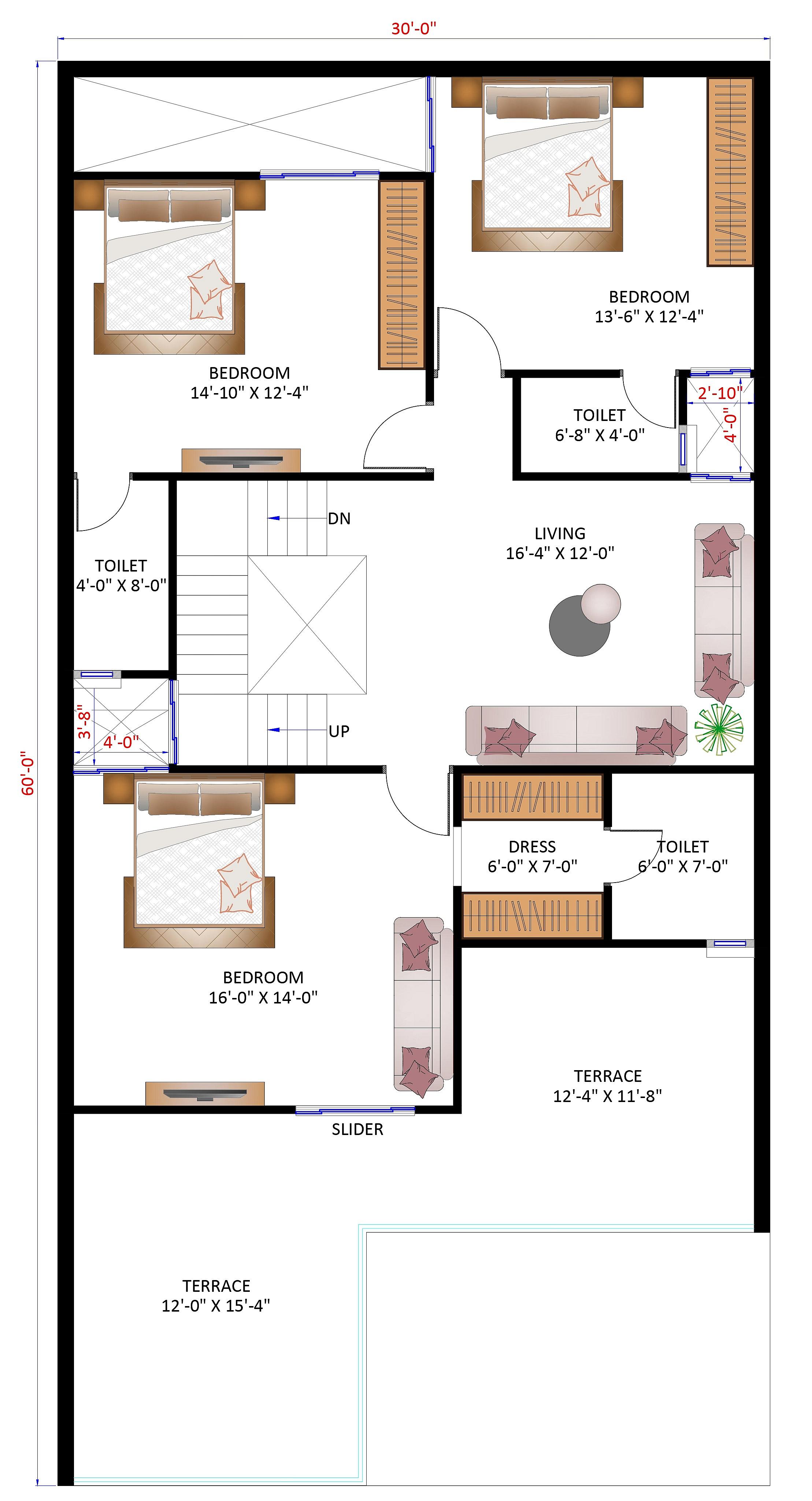 30X60 House With Shop Plan- 1800 sq ft Residential Cum Commercial House Design at Shahdol thumbnail 3 — Project ID 6816