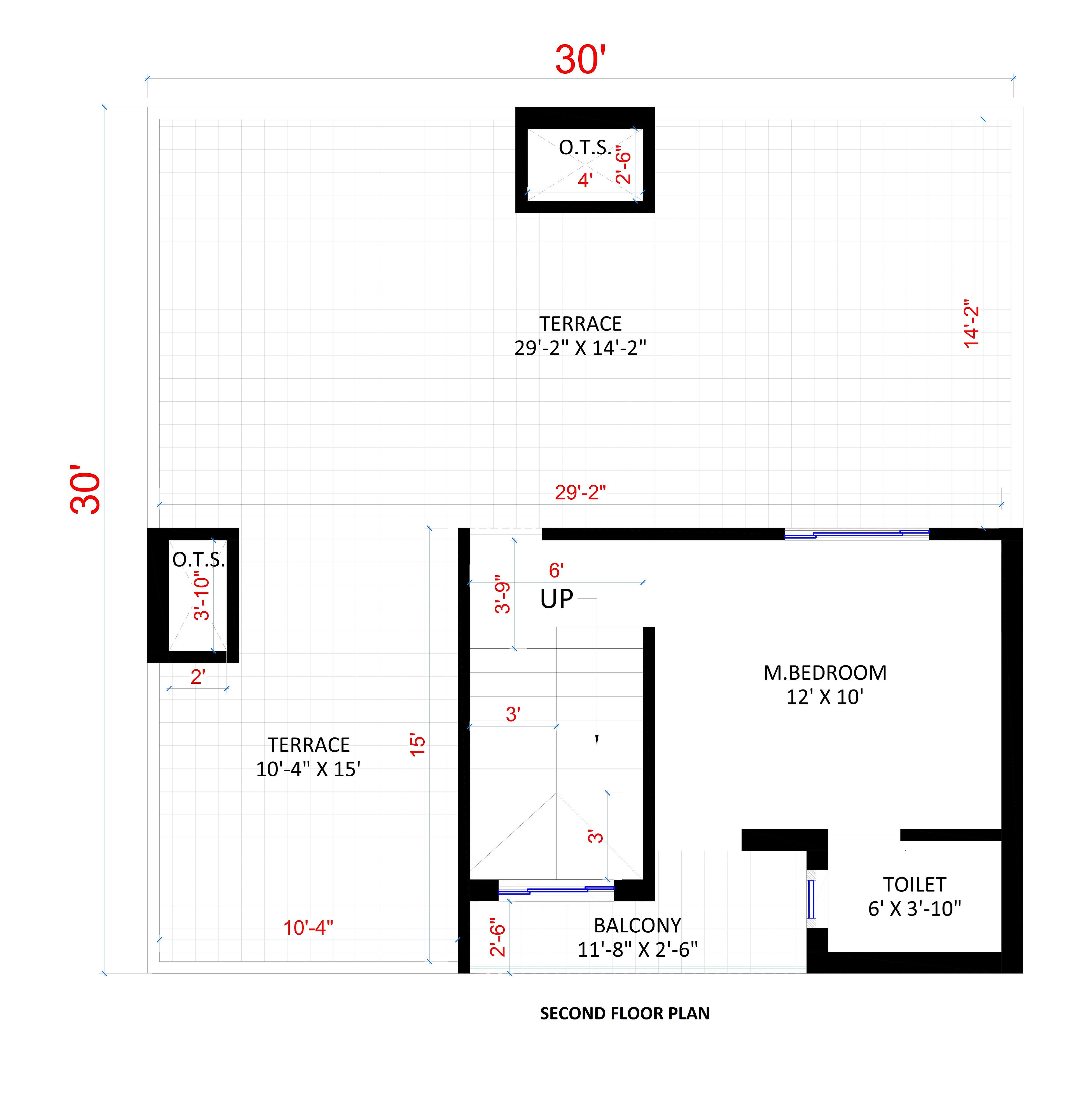 30X30 House Plan- 900 sqft Residential House Design at Ahmadabad thumbnail 4 — Project ID 6825