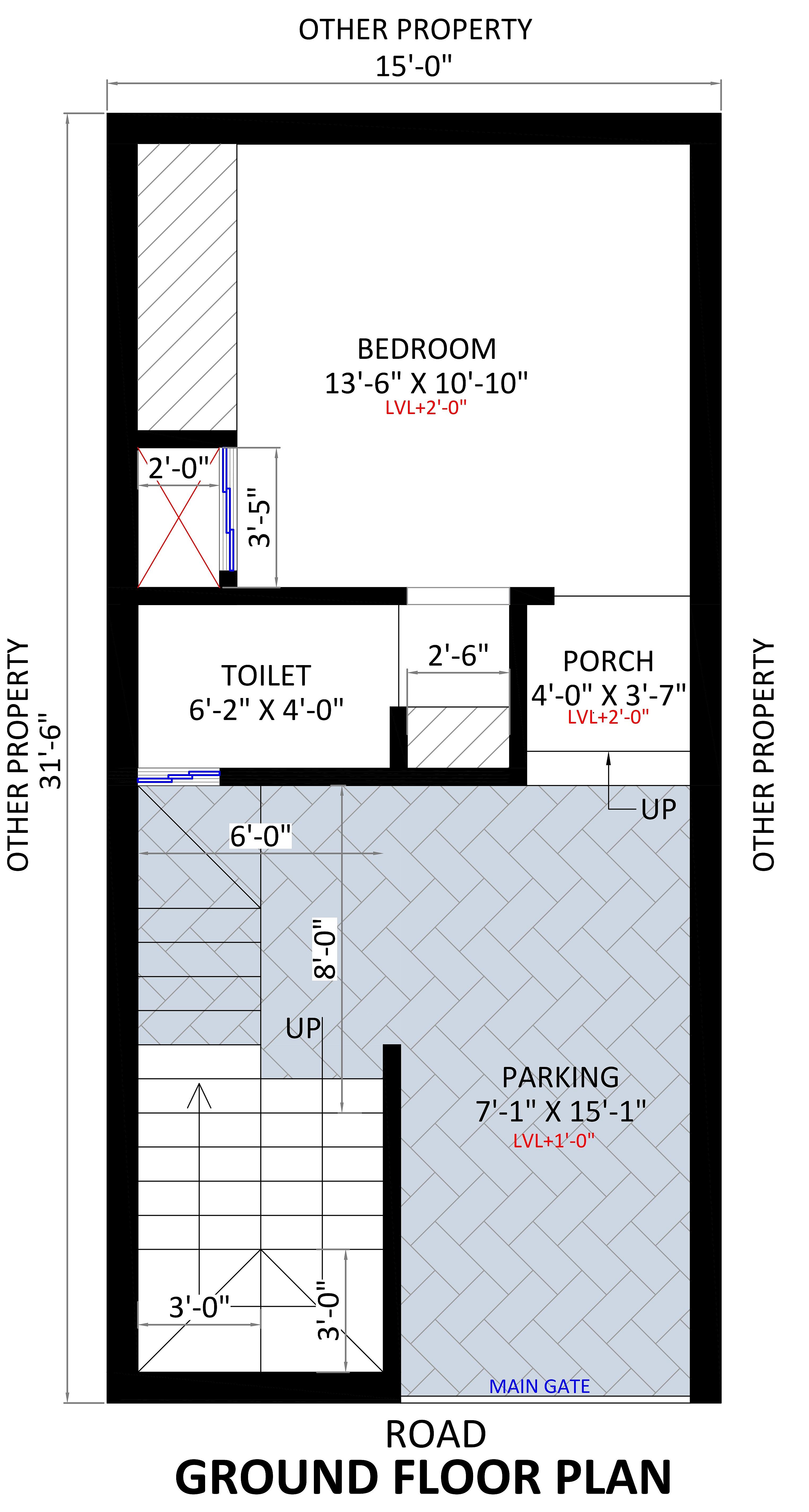 15X30 Apartment Plan- 450 sqft Residential Cum Commercial House Design at Ghaziabad thumbnail 1 — Project ID 6826