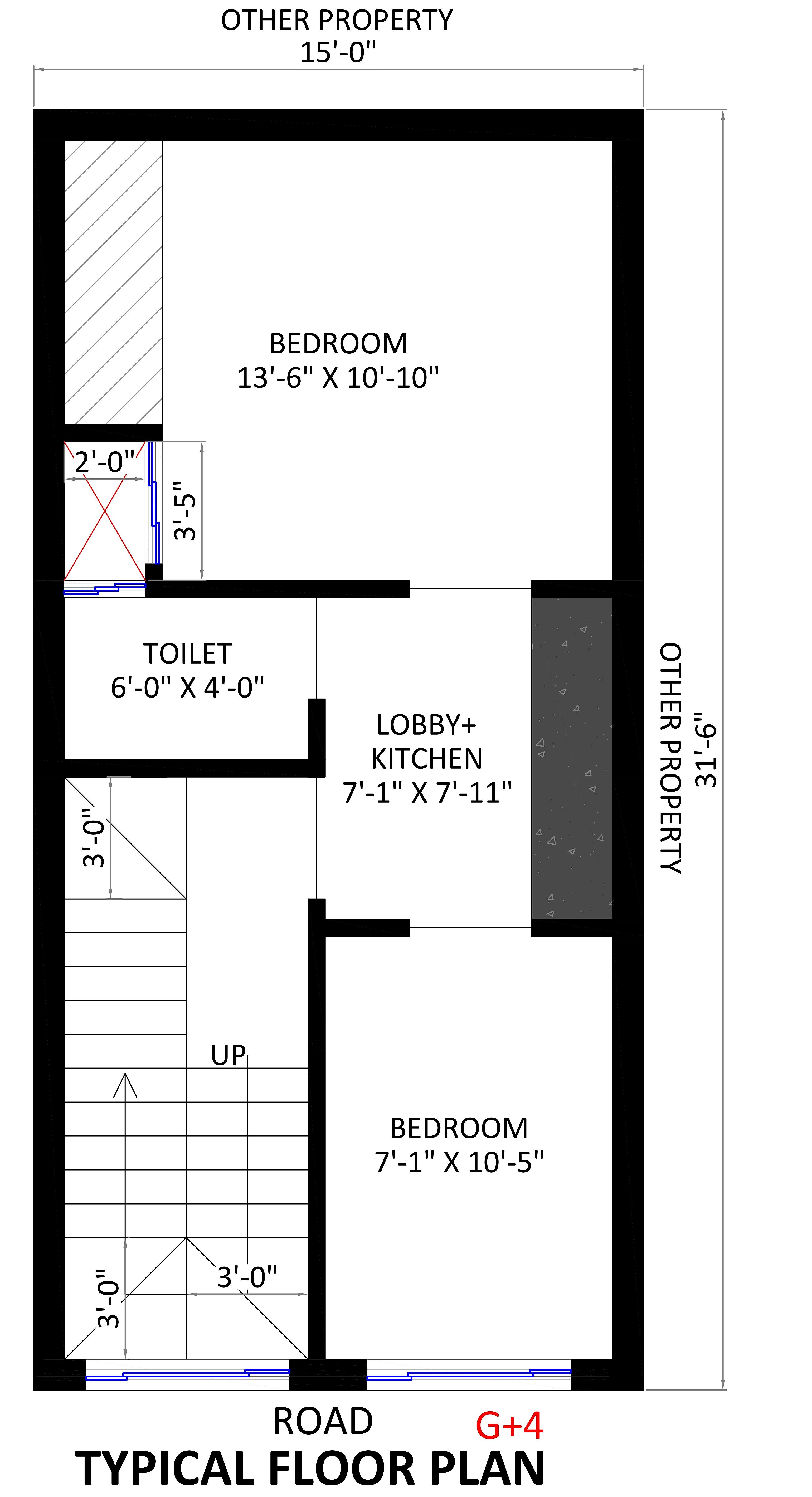 15X30 Apartment Plan- 450 sqft Residential Cum Commercial House Design at Ghaziabad thumbnail 2 — Project ID 6826