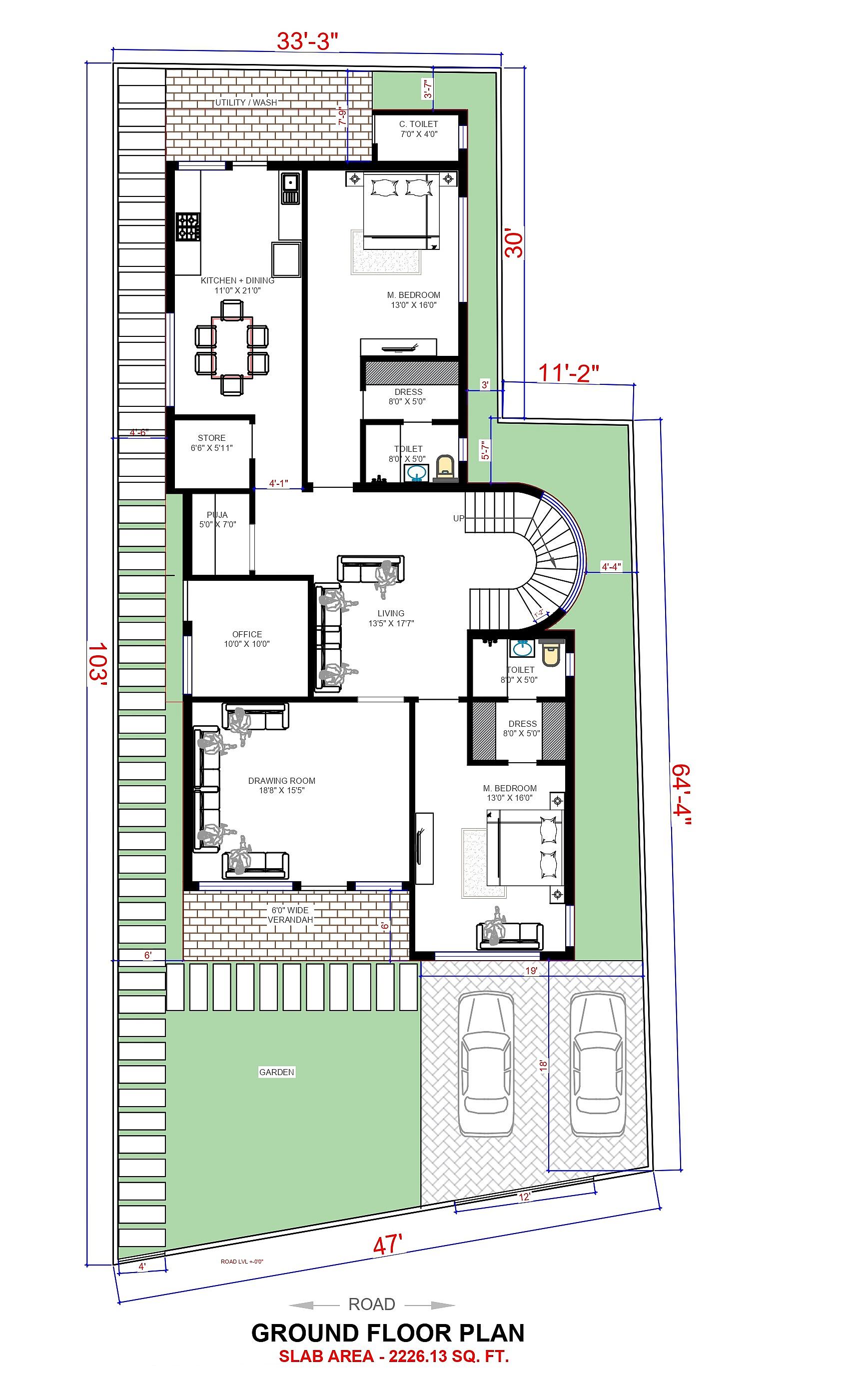 50X100 House With Office  Plan- 5000 sq ft Residential Cum Commercial House Design at West Singhbhum [JH]