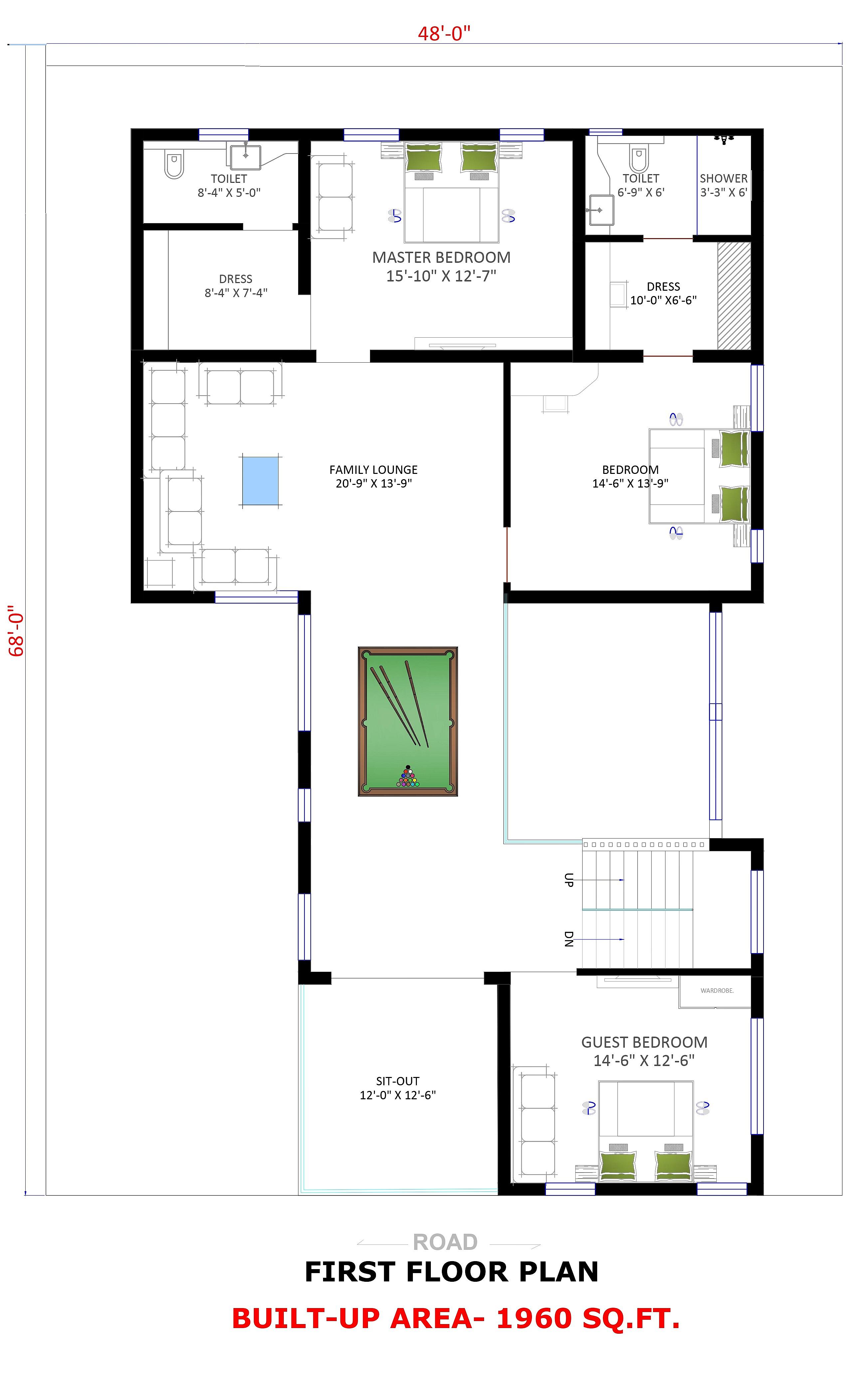 48X68 House Plan- 3264 sq ft Residential House Design at Ranchi thumbnail 2 — Project ID 6835