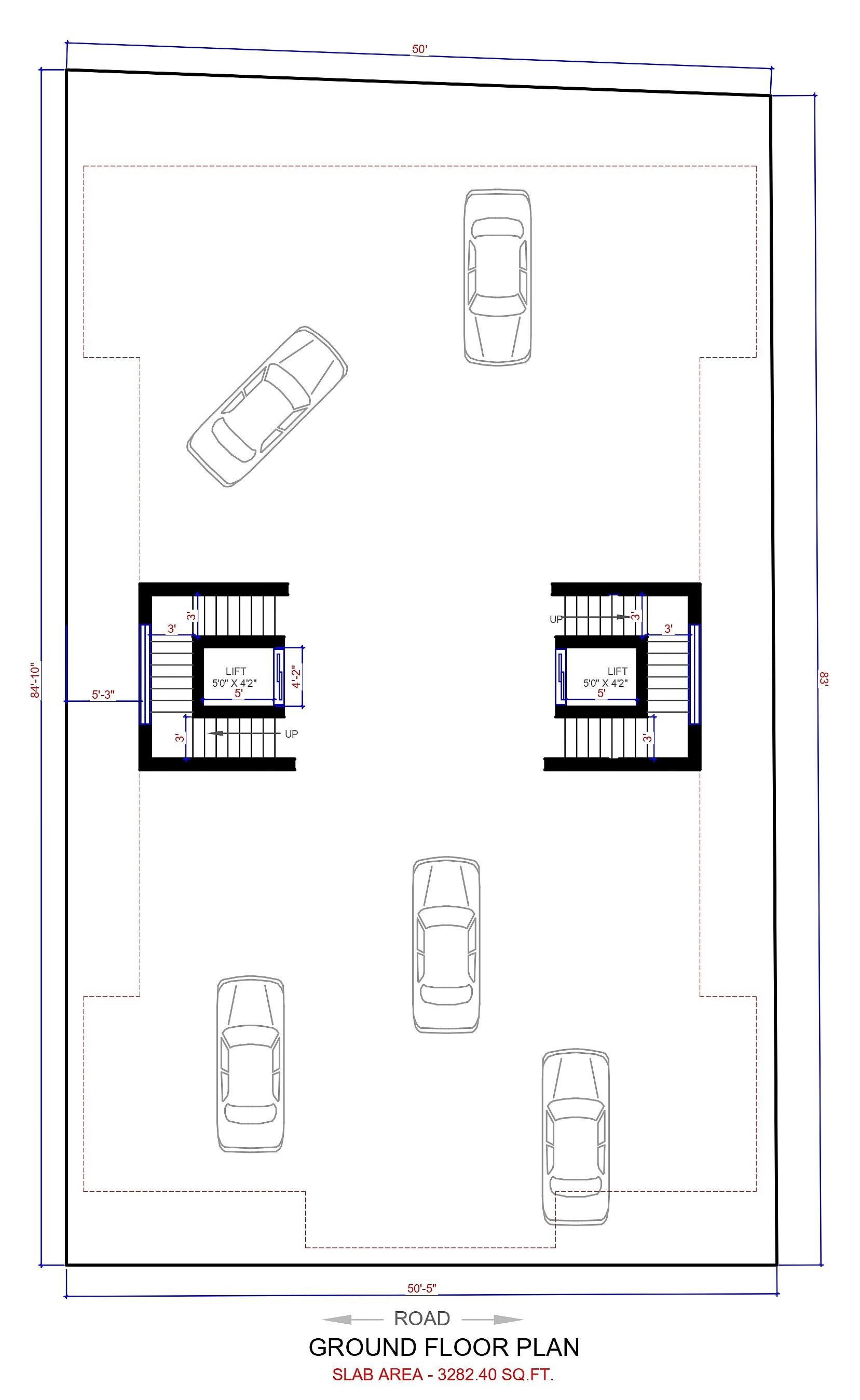 50X84 Apartment Plan- 4200 sq ft Residential Cum Commercial House Design at NAGERCOIL [TN]