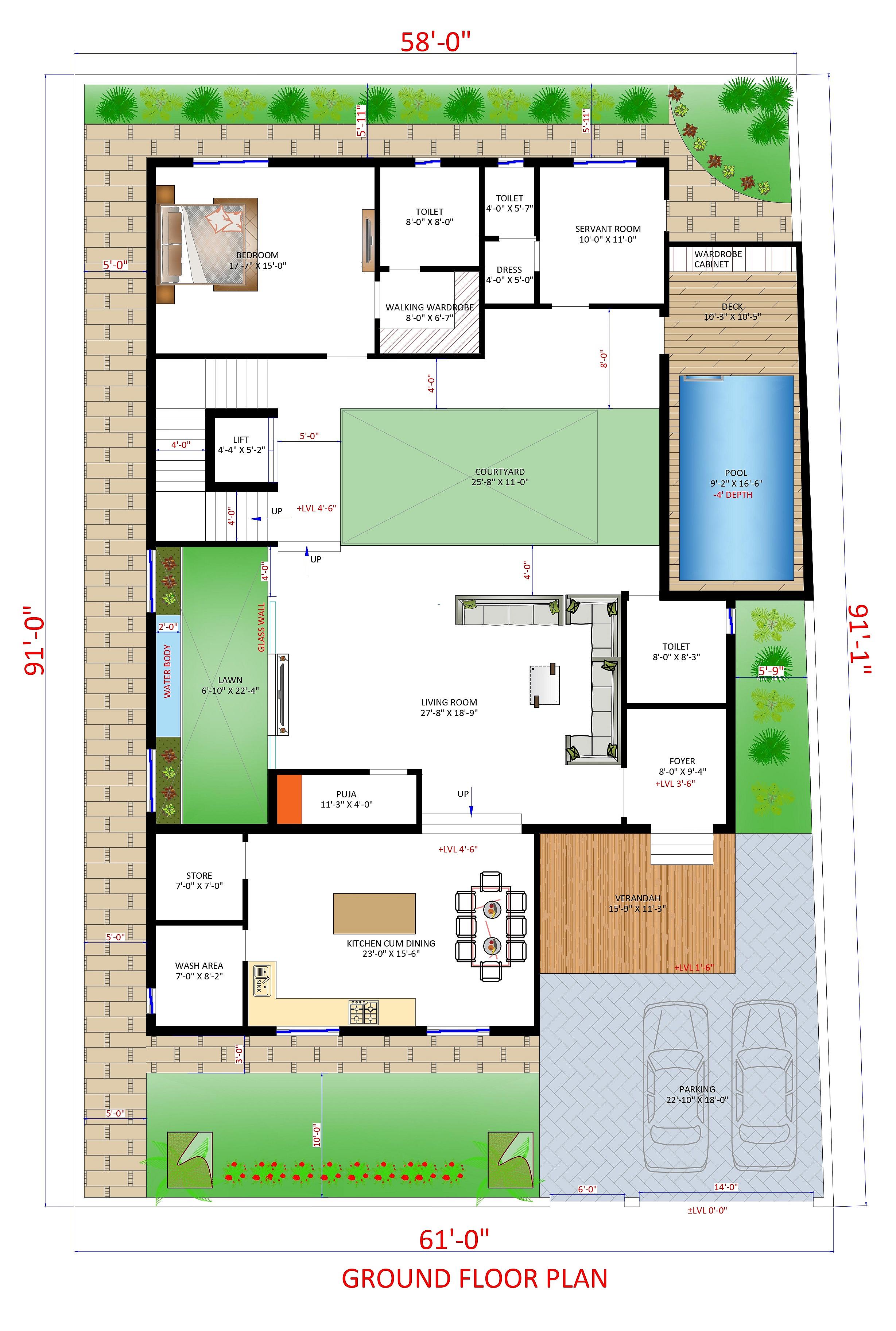 60X90 House Plan- 5400 sq ft Residential House Design at Satara [MH]