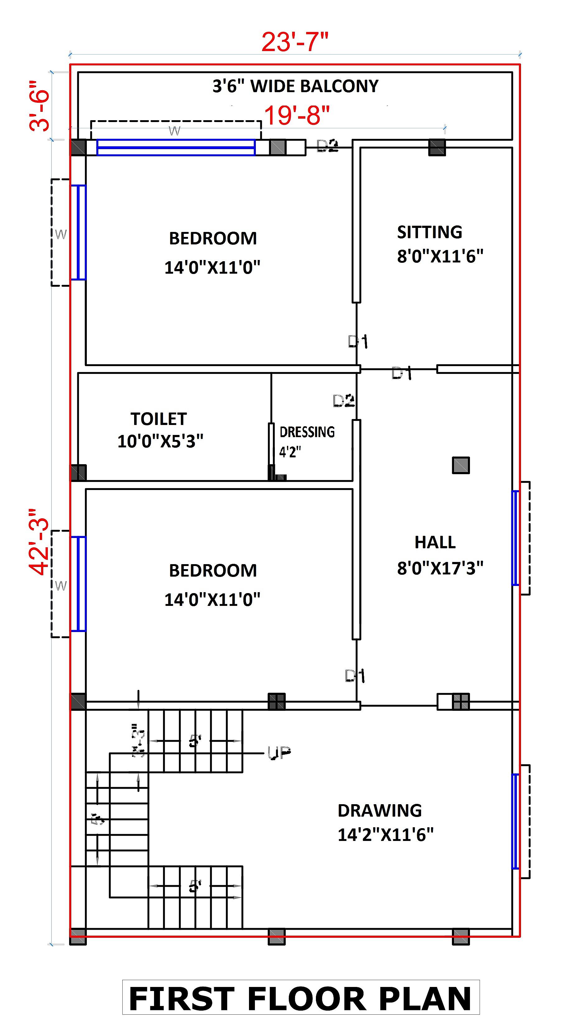 24X42 House Plan- 1008 sq ft Residential House Design at North 24 Parganas thumbnail 3 — Project ID 6847