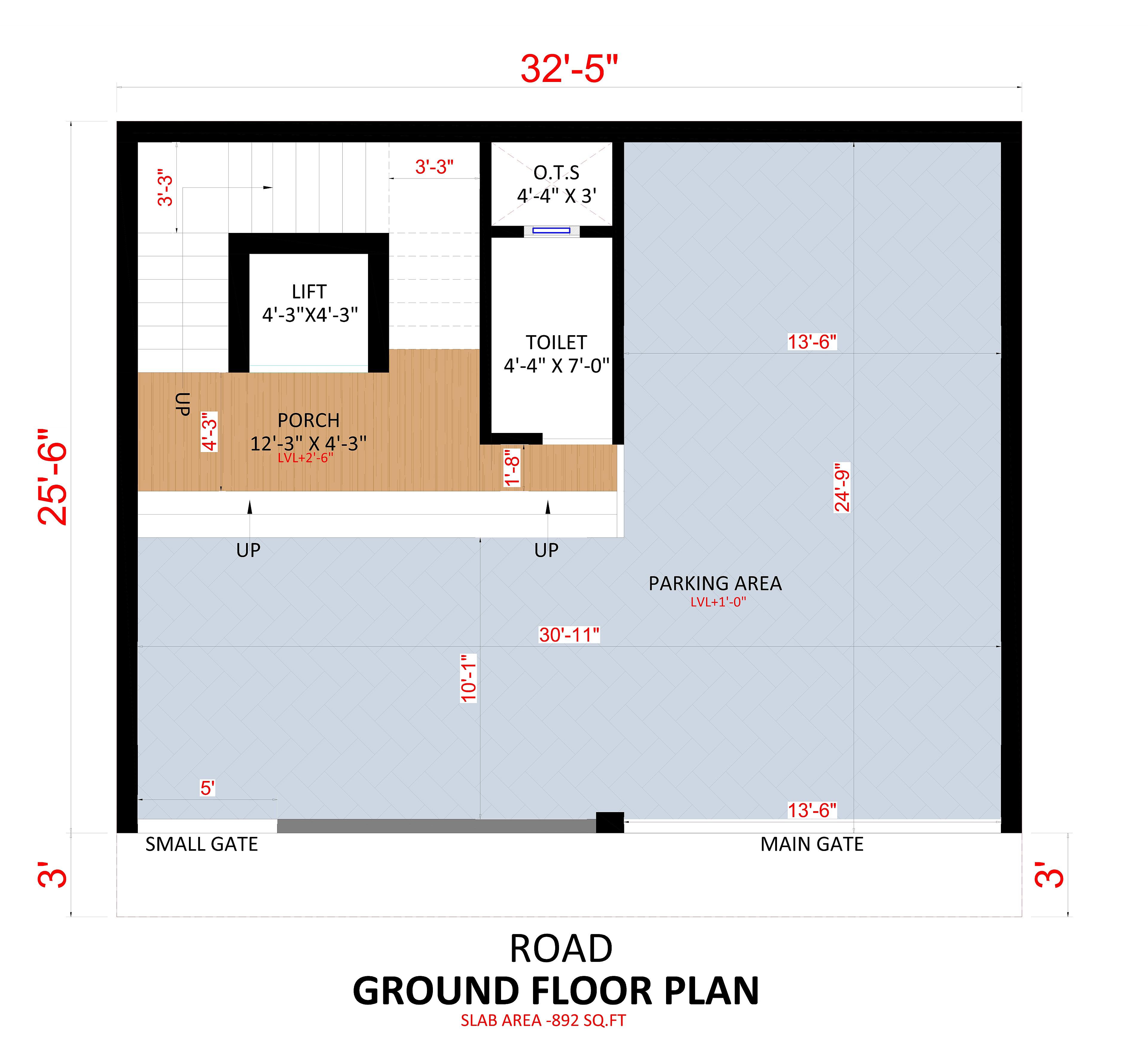 32X26 House Plan- 832 sqft Residential House Design at NewDelhi — photo 1 — Project ID 6850