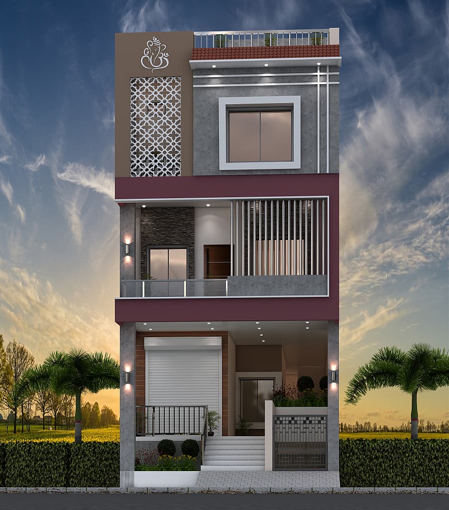 20X57 House With Shop Plan- 1140 sq ft Residential Cum Commercial House Design at Indore [MP]