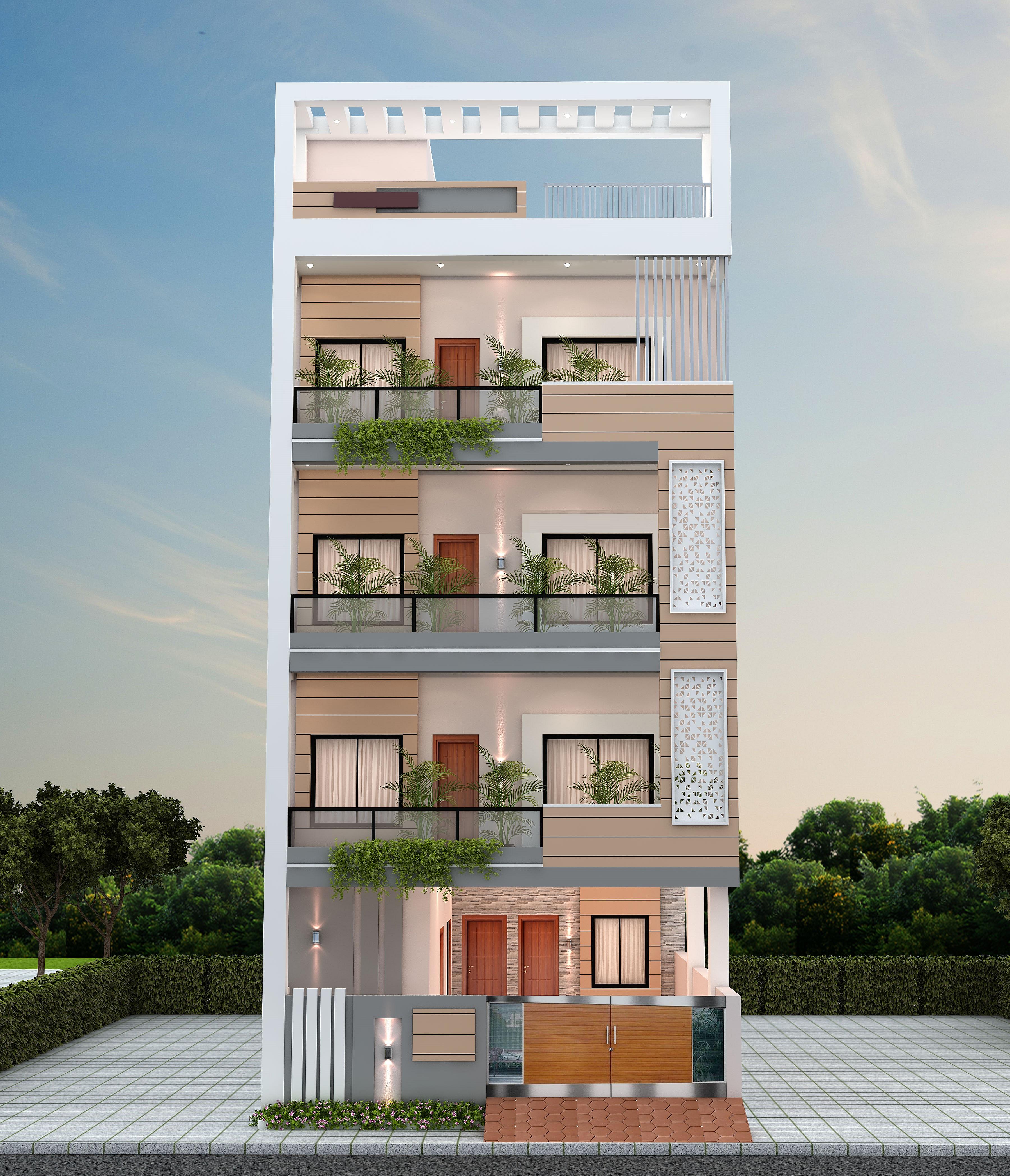 24X62 Apartment Plan- 1488 sq ft Residential Cum Commercial House Design at Agra thumbnail 1 — Project ID 6854