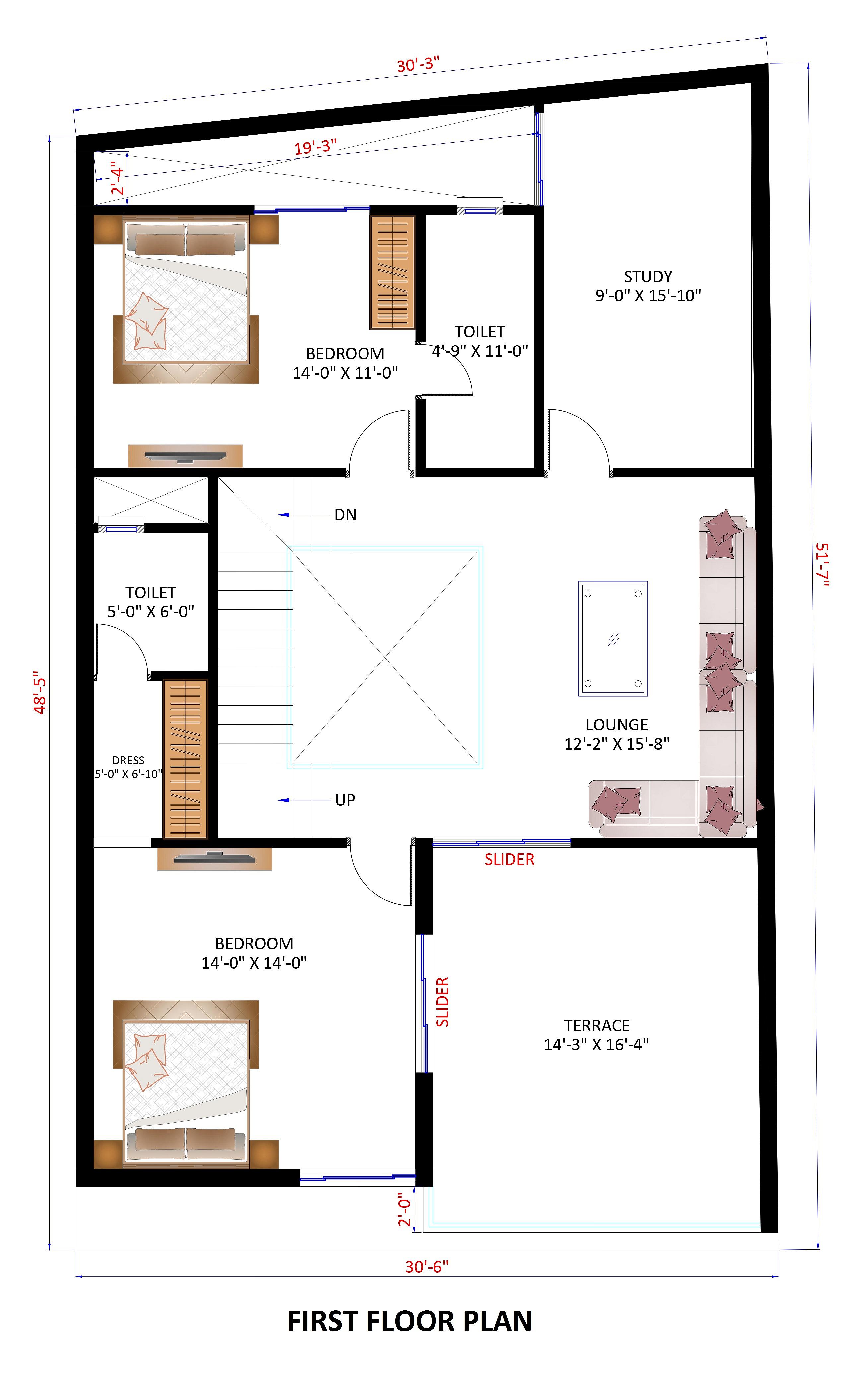 30X50 House Plan- 1500 sq ft Residential House Design at Chennai thumbnail 2 — Project ID 6858