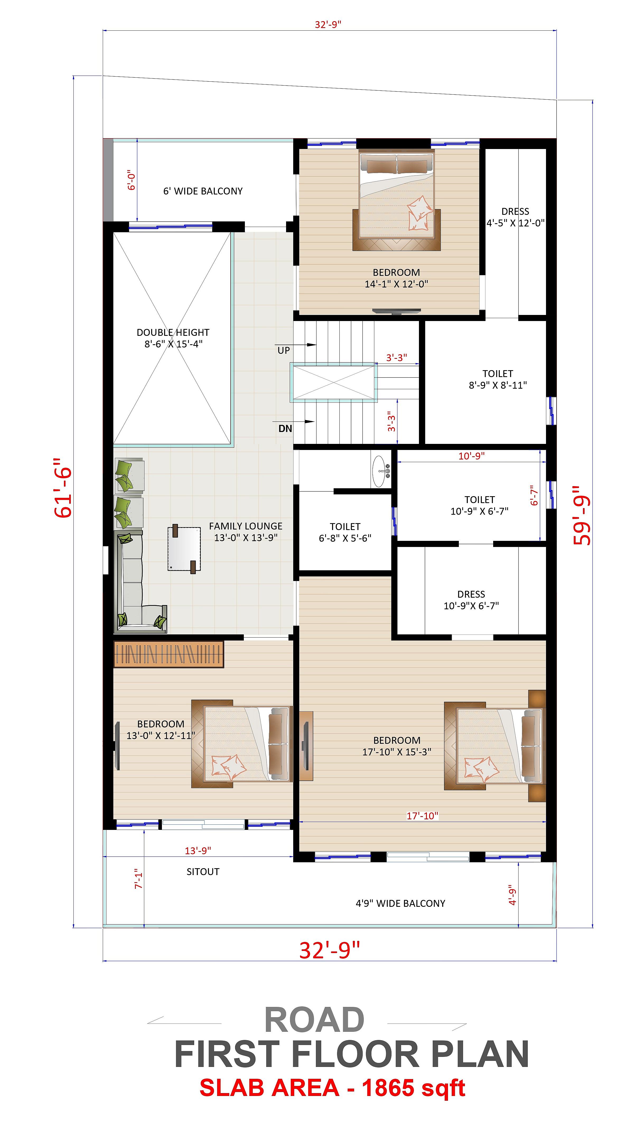 33X60 House Plan- 1980 sq ft Residential House Design at Tirupati(Urban) thumbnail 3 — Project ID 6860