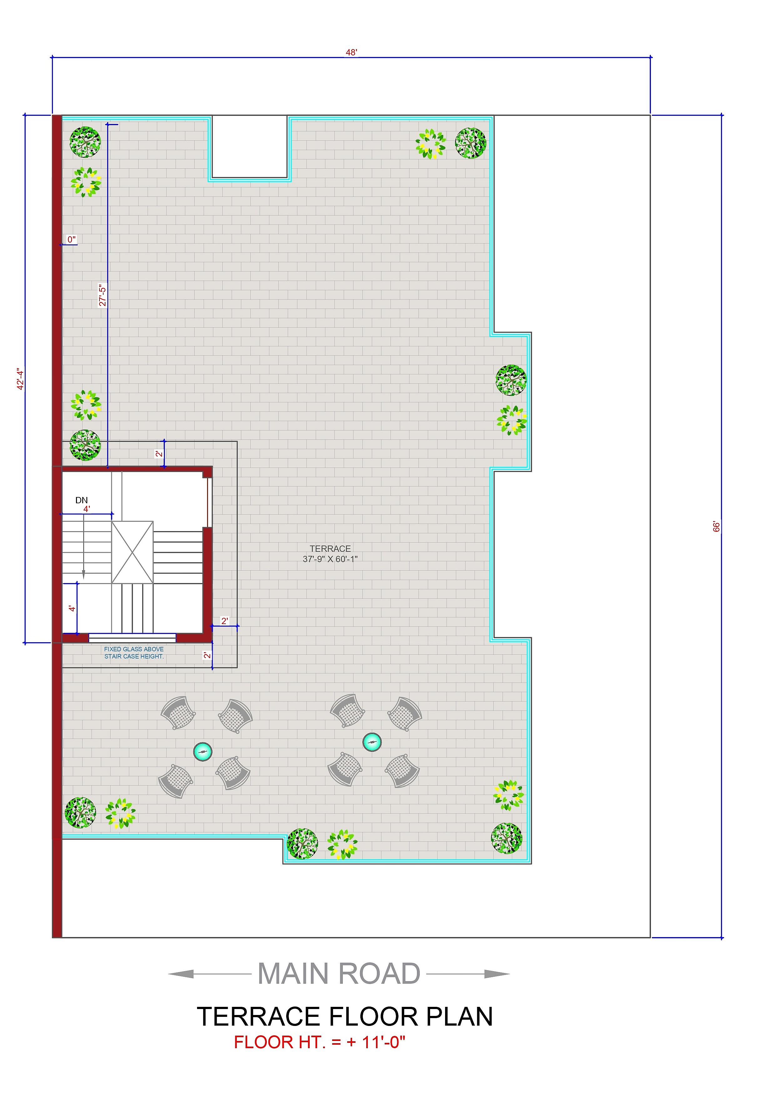 48X66 House Plan- 3168 sq ft Residential House Design at Gurugram thumbnail 4 — Project ID 6865