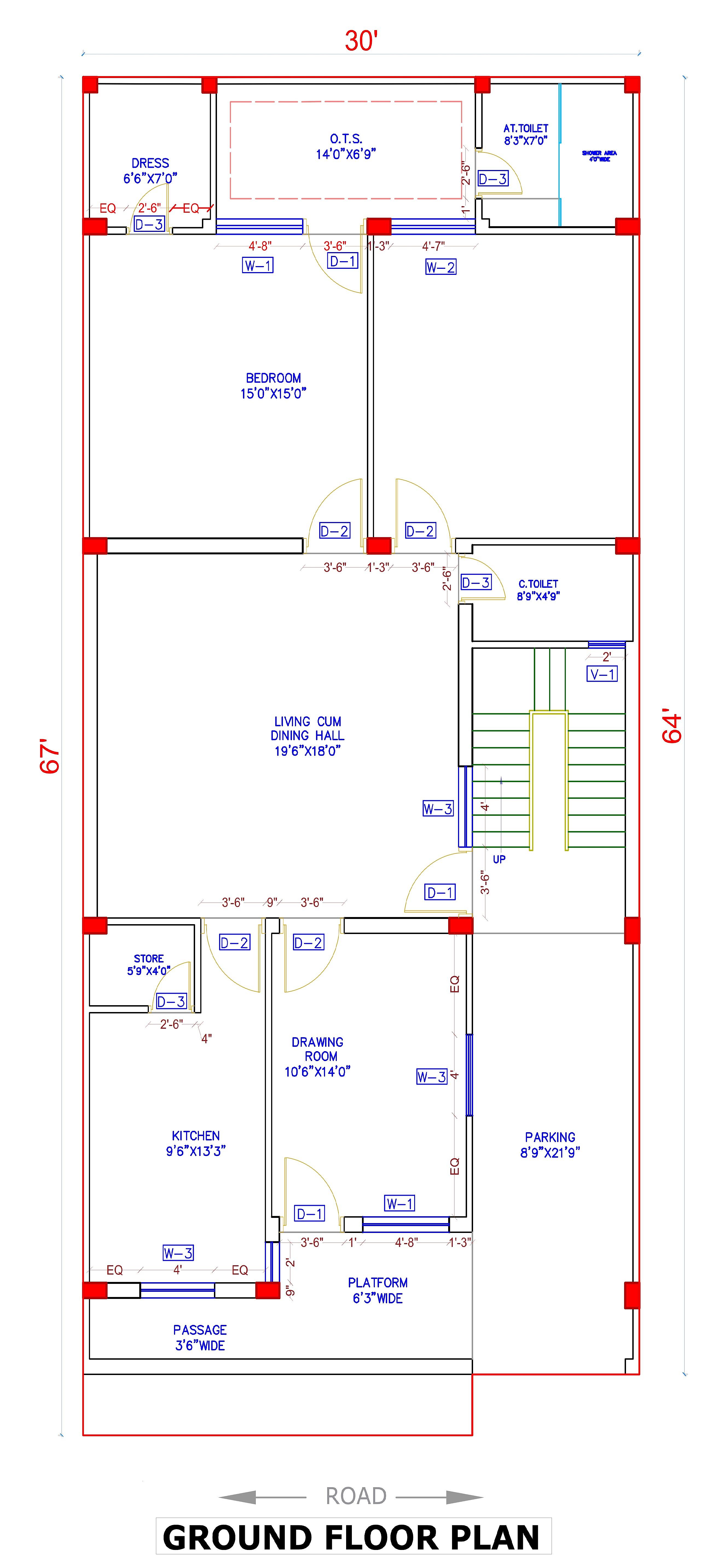 30X67 House Plan- 2010 sq ft Residential House Design at Bhilwara thumbnail 2 — Project ID 6877