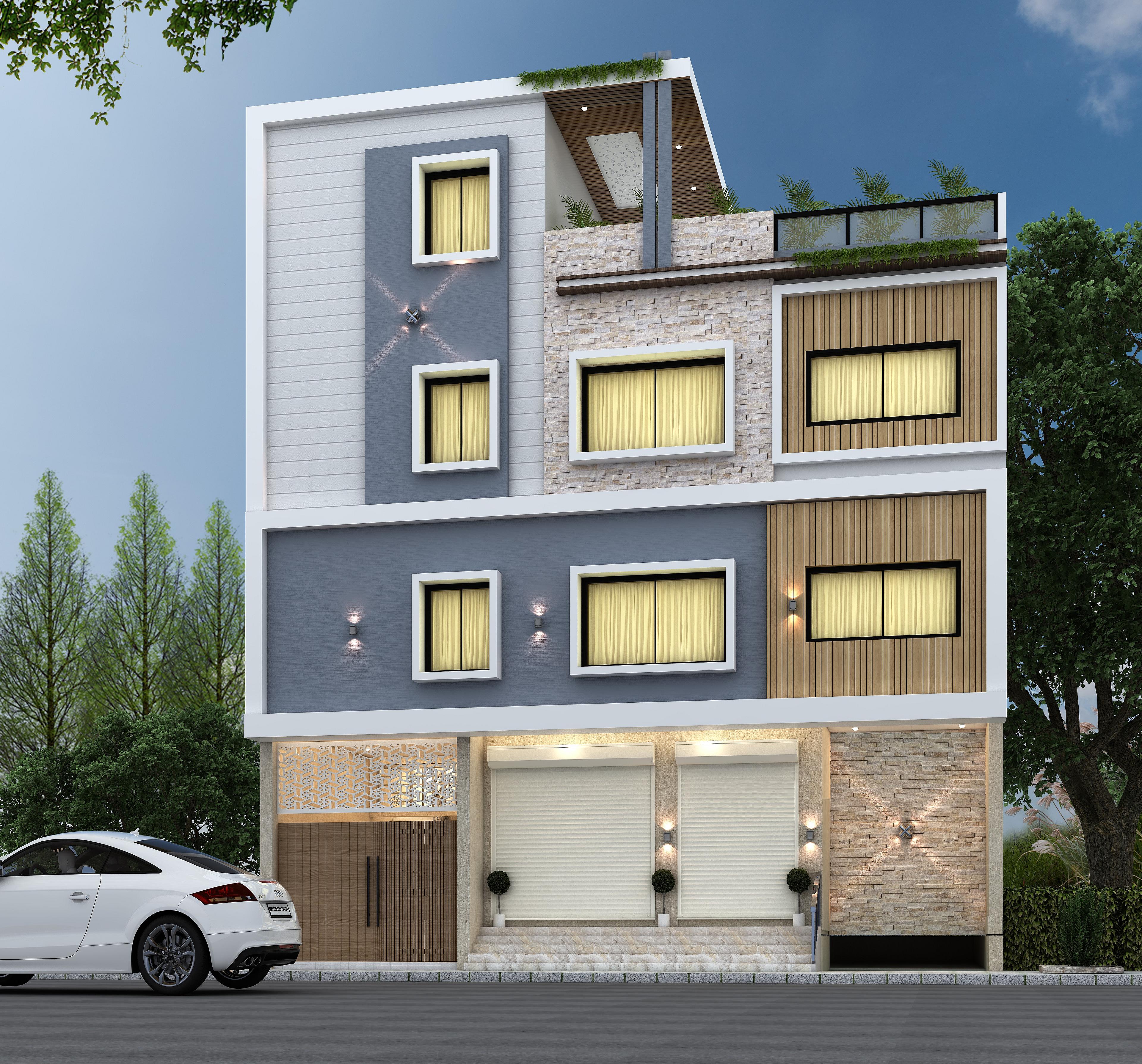 42X50 Multistory Residential with Shops Plan- 2100 sqft Residential Cum Commercial House Design at Sonepur [OR]