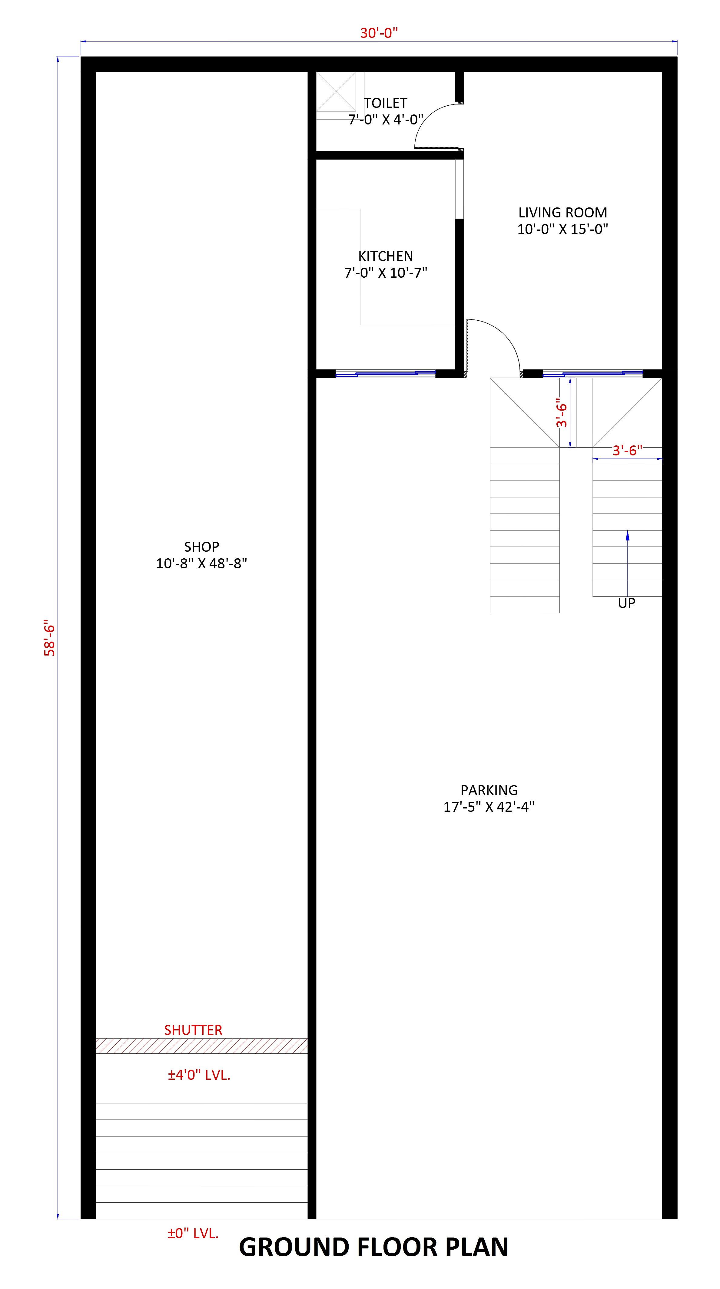 30X60 House With Shop plan- 1800 sq ft Residential House Design at Jhajjar thumbnail 2 — Project ID 6884
