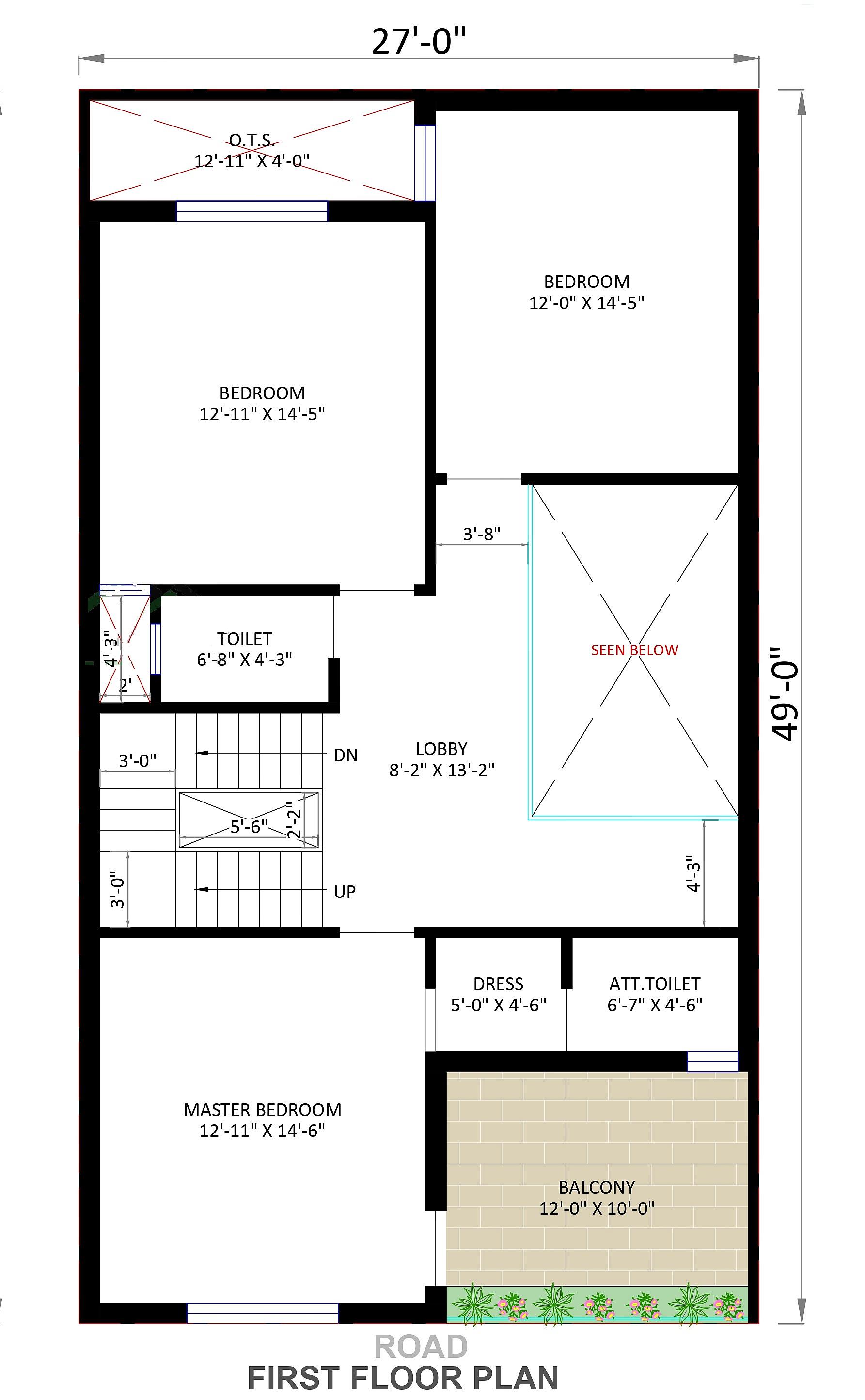27X50 House Plan- 1350 sq ft Residential House Design at Agra thumbnail 3 — Project ID 6902