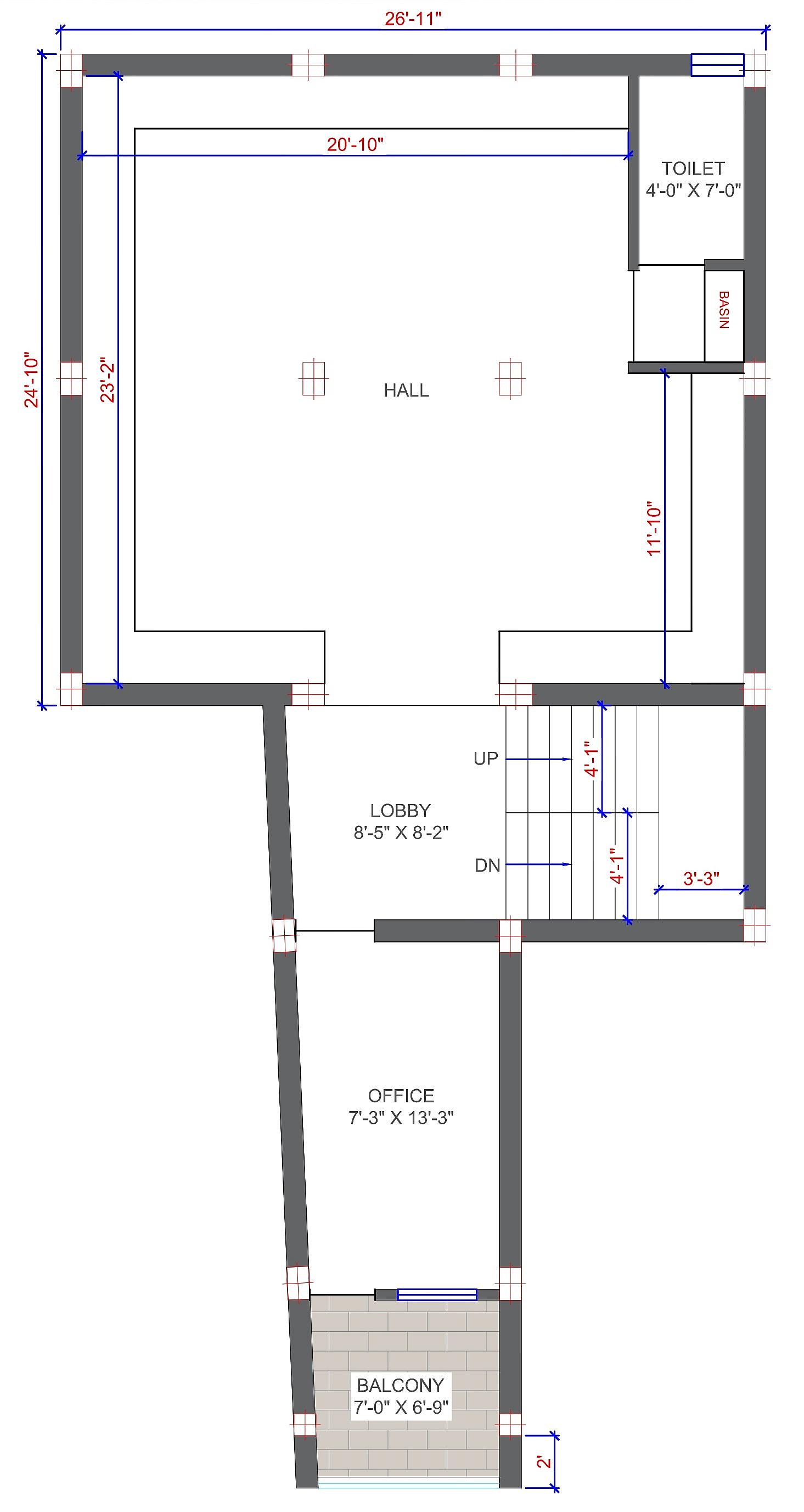 27X30 House With Office Plan- 810 sq ft Residential Cum Commercial House Design at Samastipur thumbnail 3 — Project ID 6904