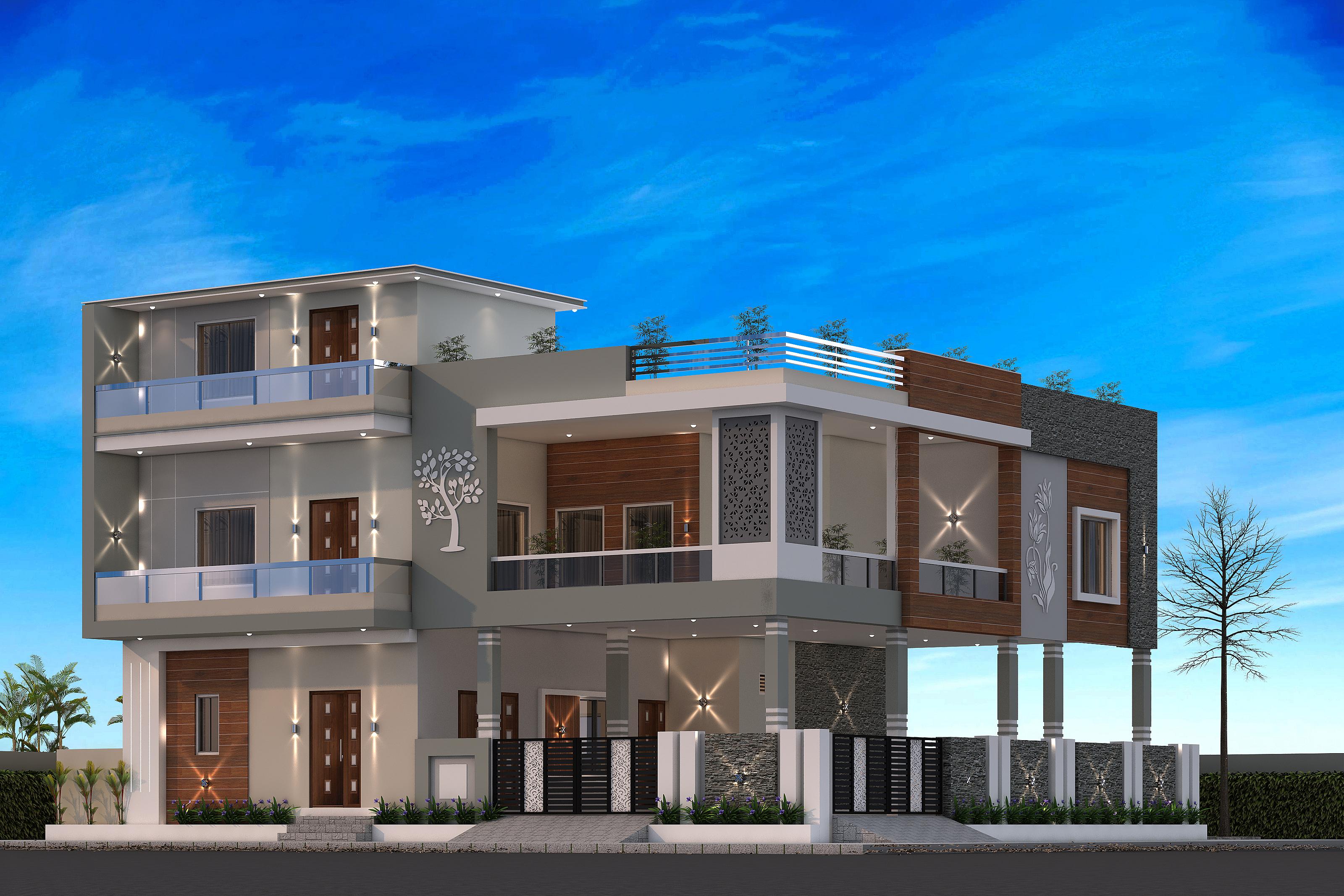 57X45 House Plan- 2565 sq ft Residential House Design at Indore thumbnail 1 — Project ID 6928