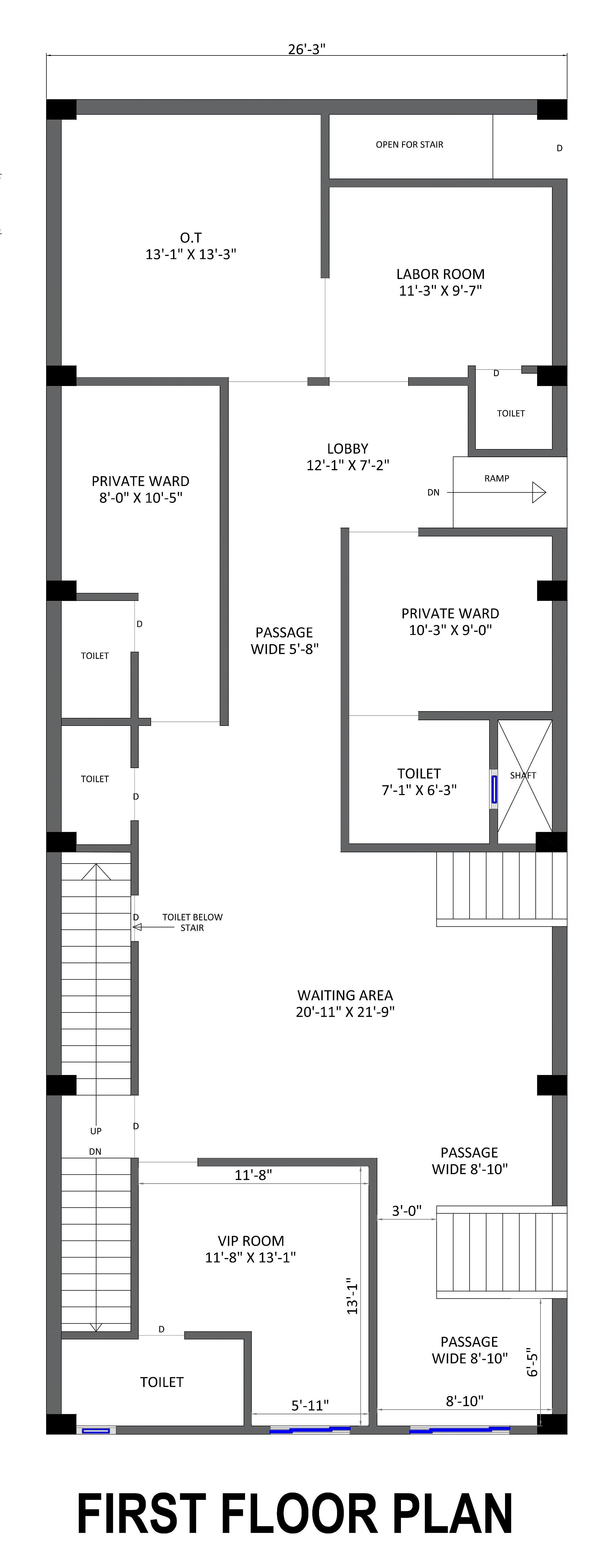 27X66 Hospital plan- 1782 sq ft Residential Cum Commercial House Design at Budaun thumbnail 3 — Project ID 6933