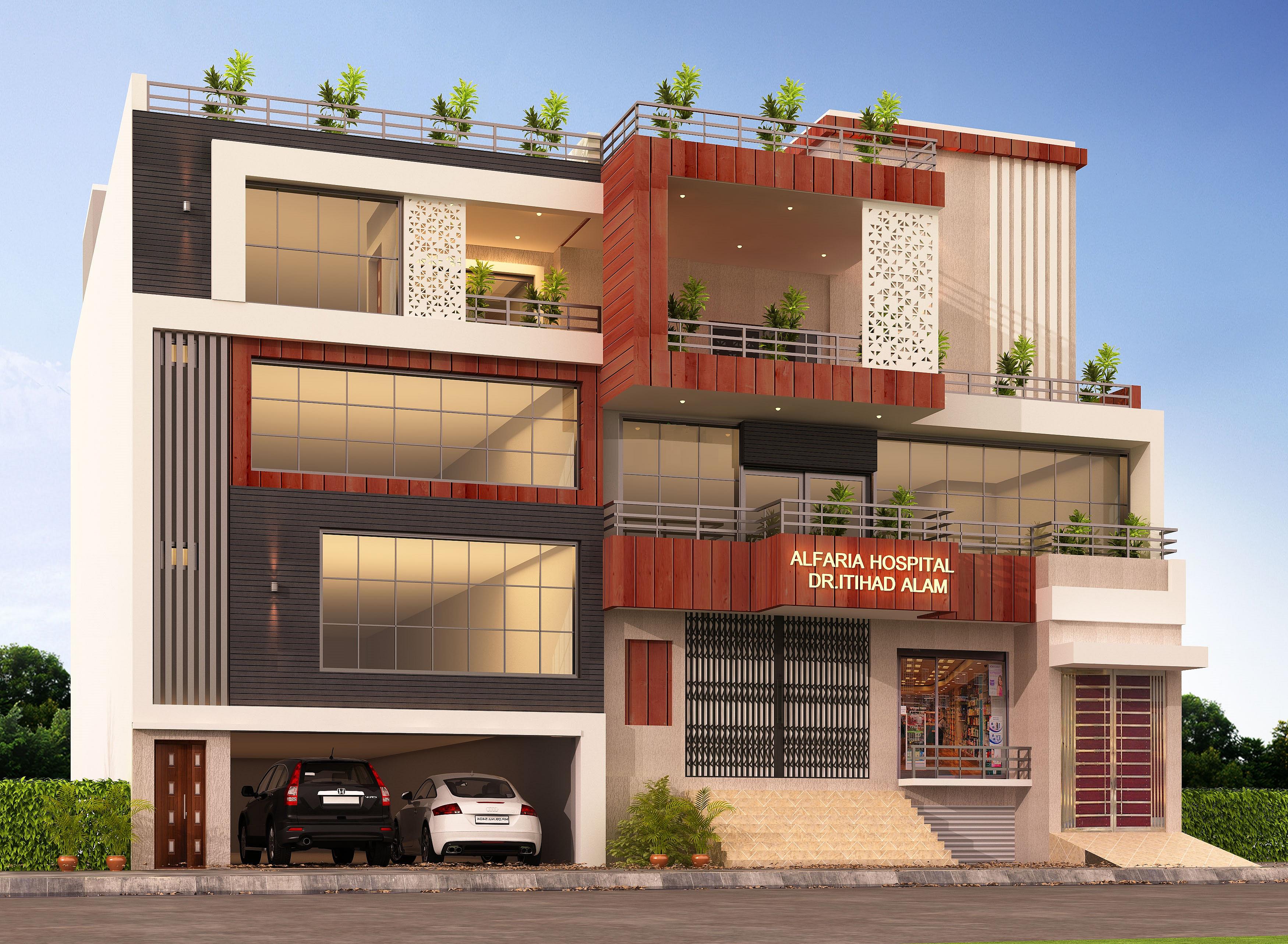 27X66 Hospital plan- 1782 sq ft Residential Cum Commercial House Design at Budaun [UP]