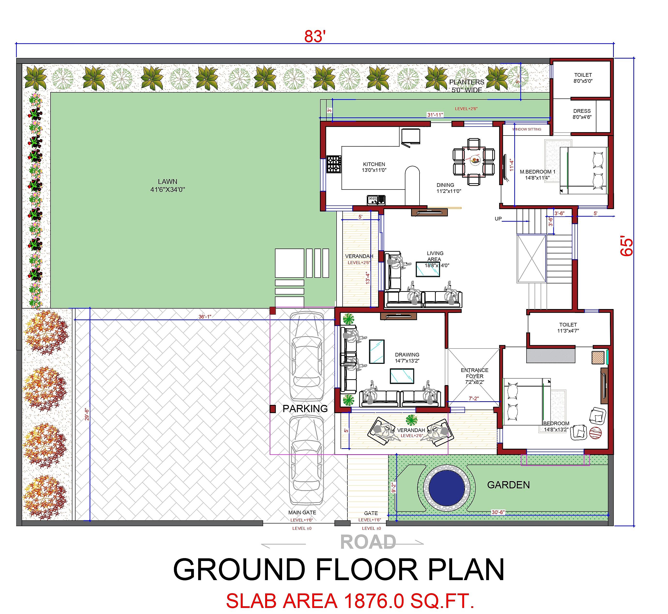 83X65 House Plan- 5395 sq ft Residential House Design at Jagraon thumbnail 2 — Project ID 6937