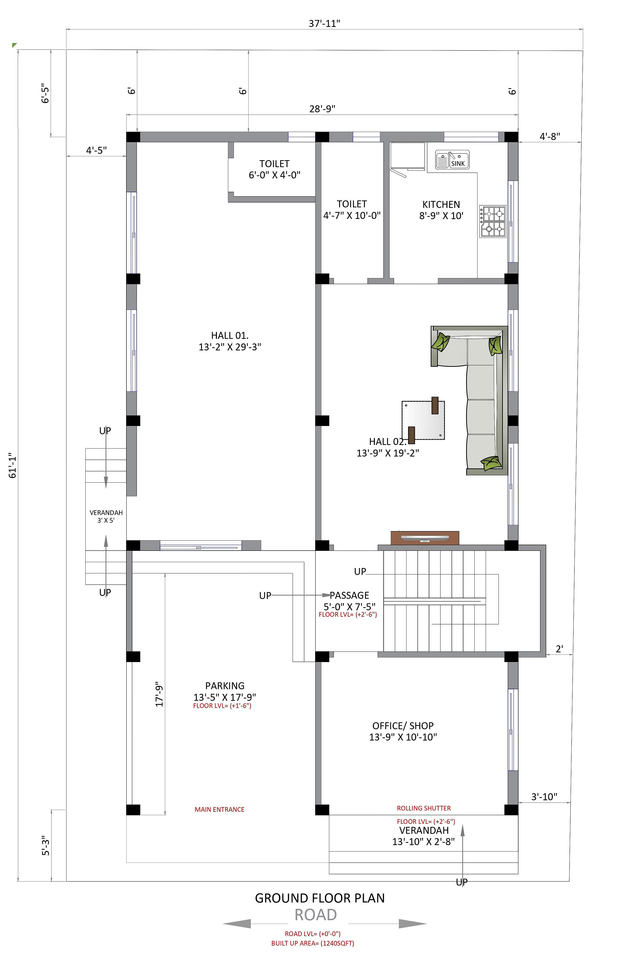 38X60 House With Shop plan- 2280 sqft Residential Cum Commercial house design At Siliguri thumbnail 5 — Project ID 6941