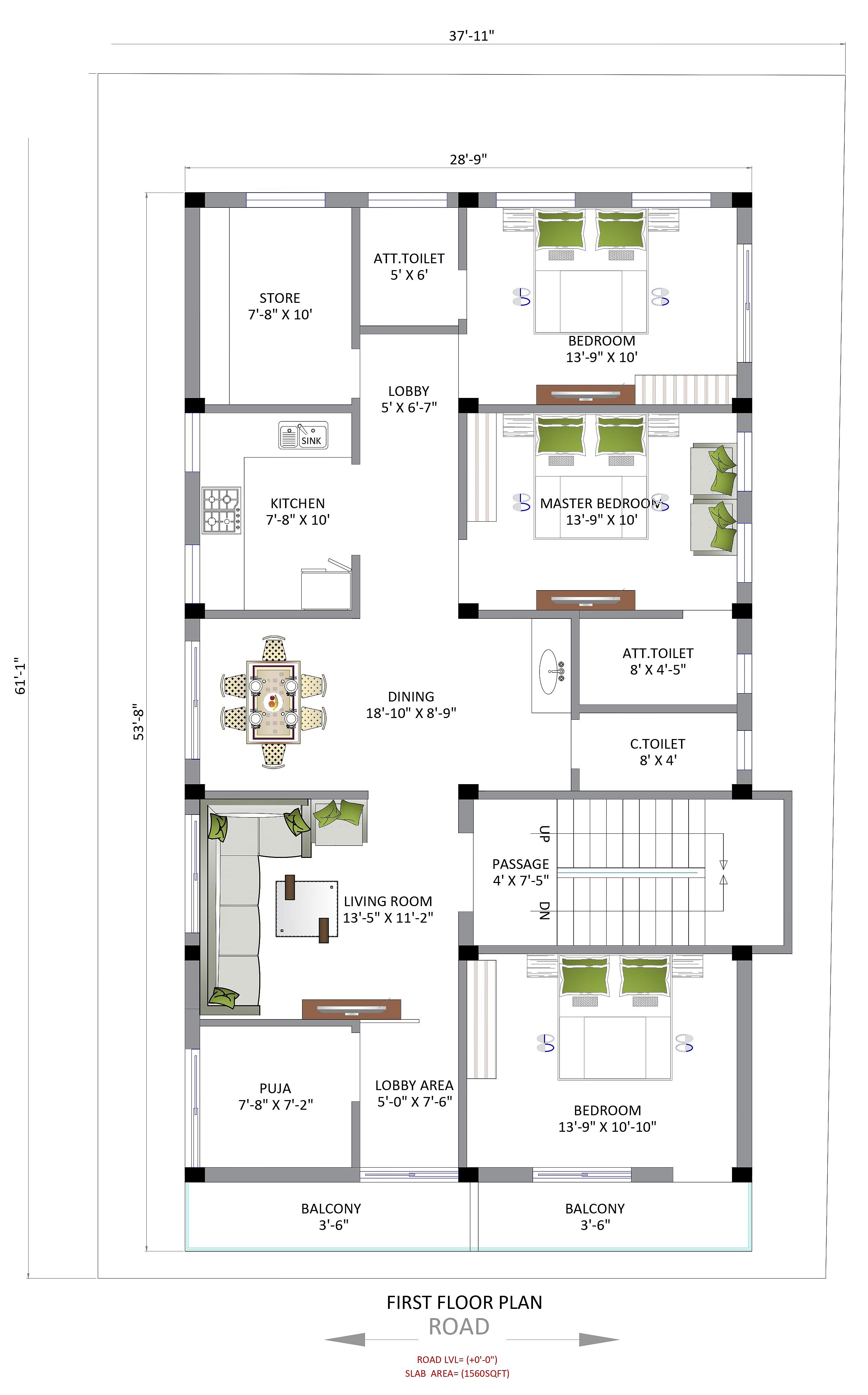 38X60 House With Shop plan- 2280 sqft Residential Cum Commercial house design At Siliguri thumbnail 4 — Project ID 6941