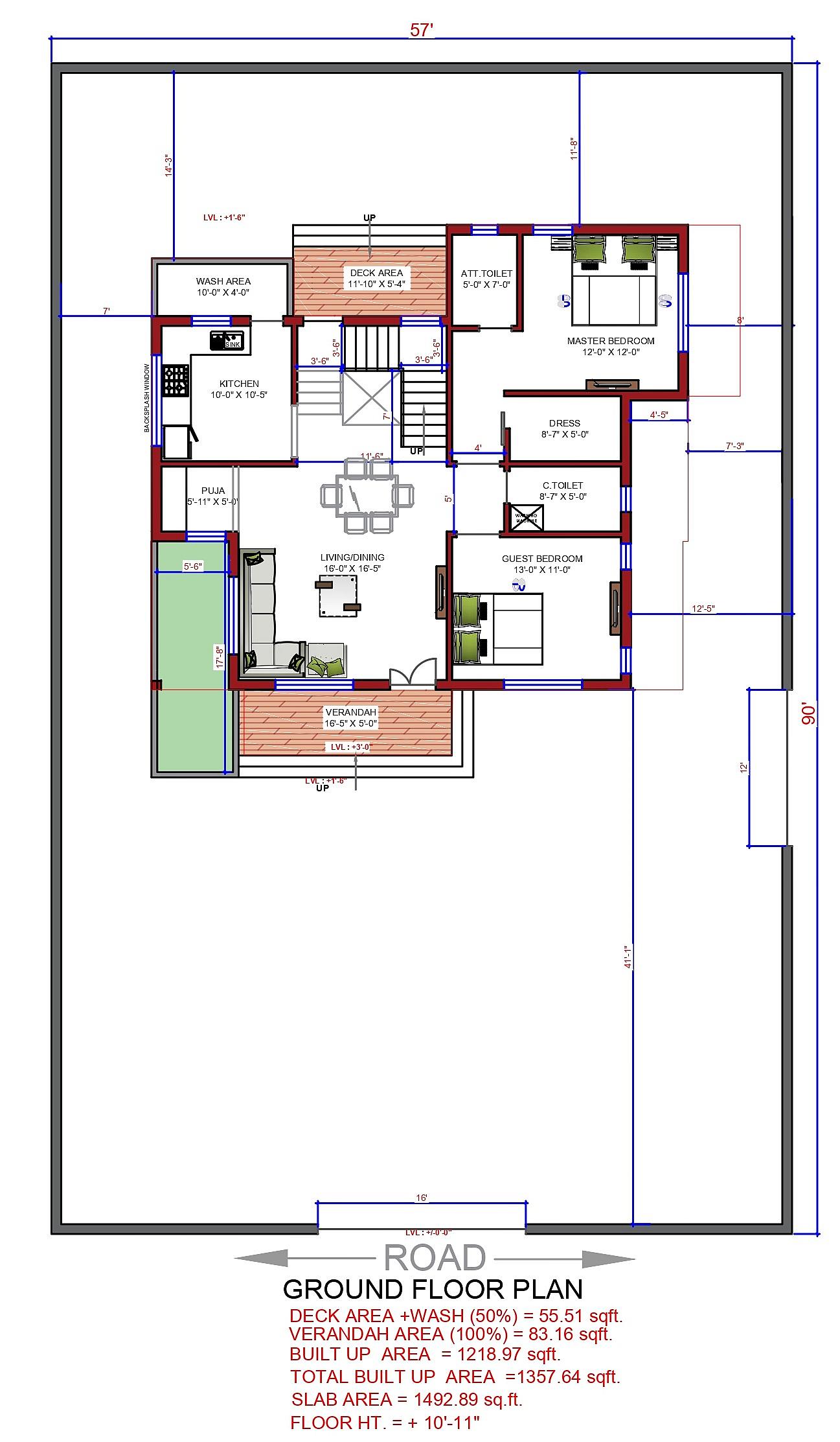 57X90 House Plan- 5130 sq ft Residential House Design at Mumbai thumbnail 3 — Project ID 6946