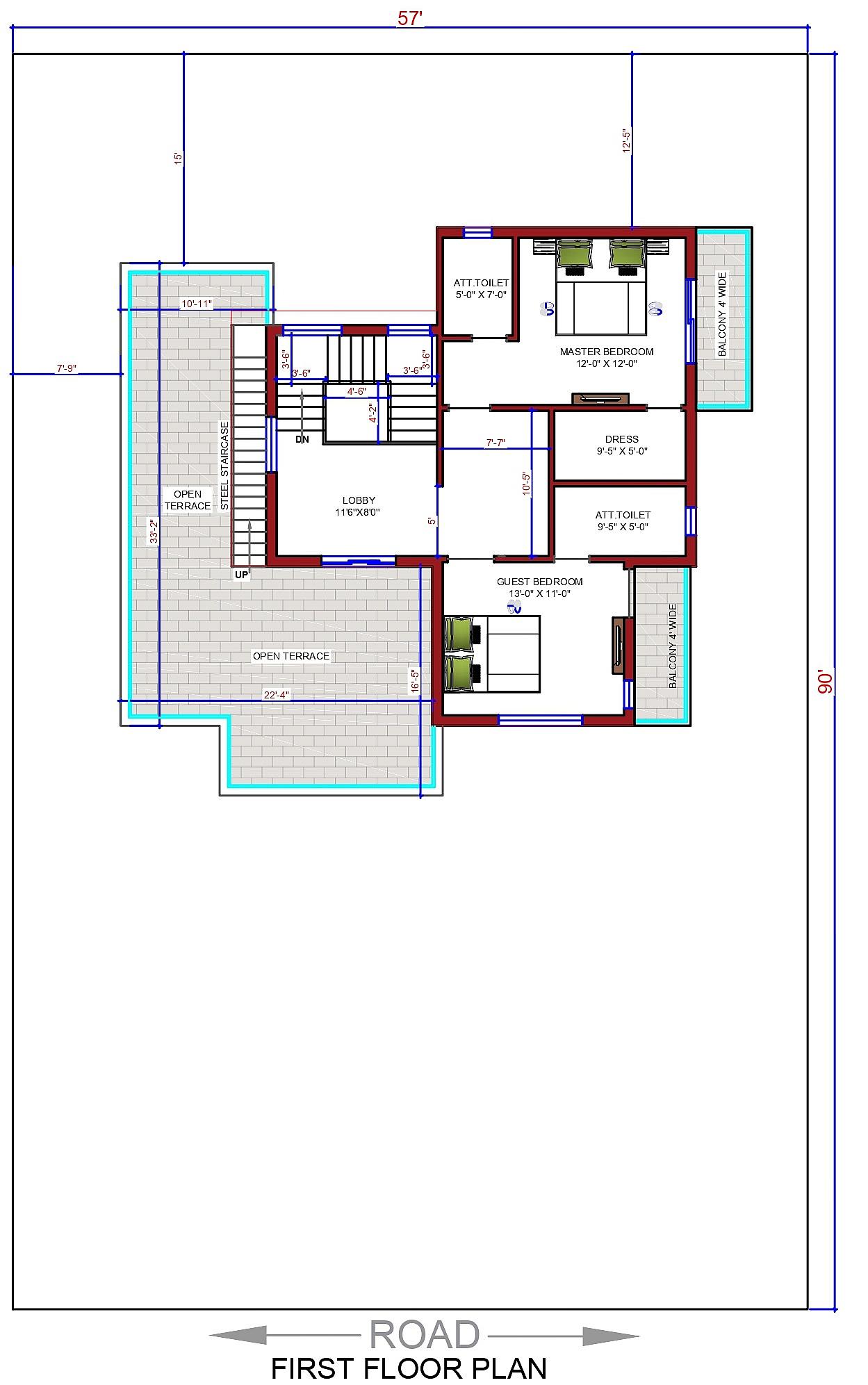 57X90 House Plan- 5130 sq ft Residential House Design at Mumbai thumbnail 2 — Project ID 6946