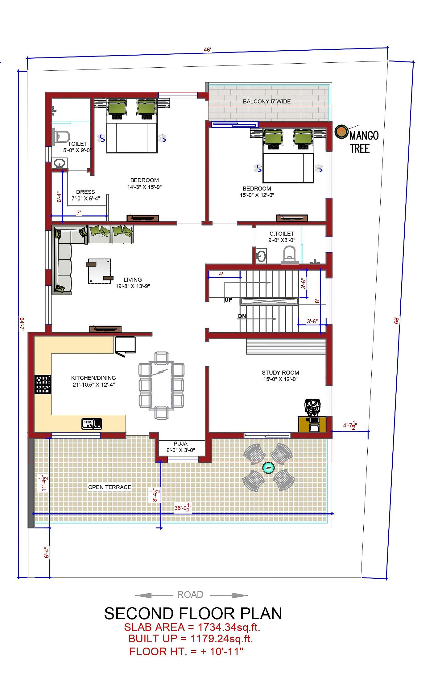 46X64 House With Office Plan- 2944 sq ft Residential Cum Commercial House Design at Dehradun thumbnail 2 — Project ID 6956