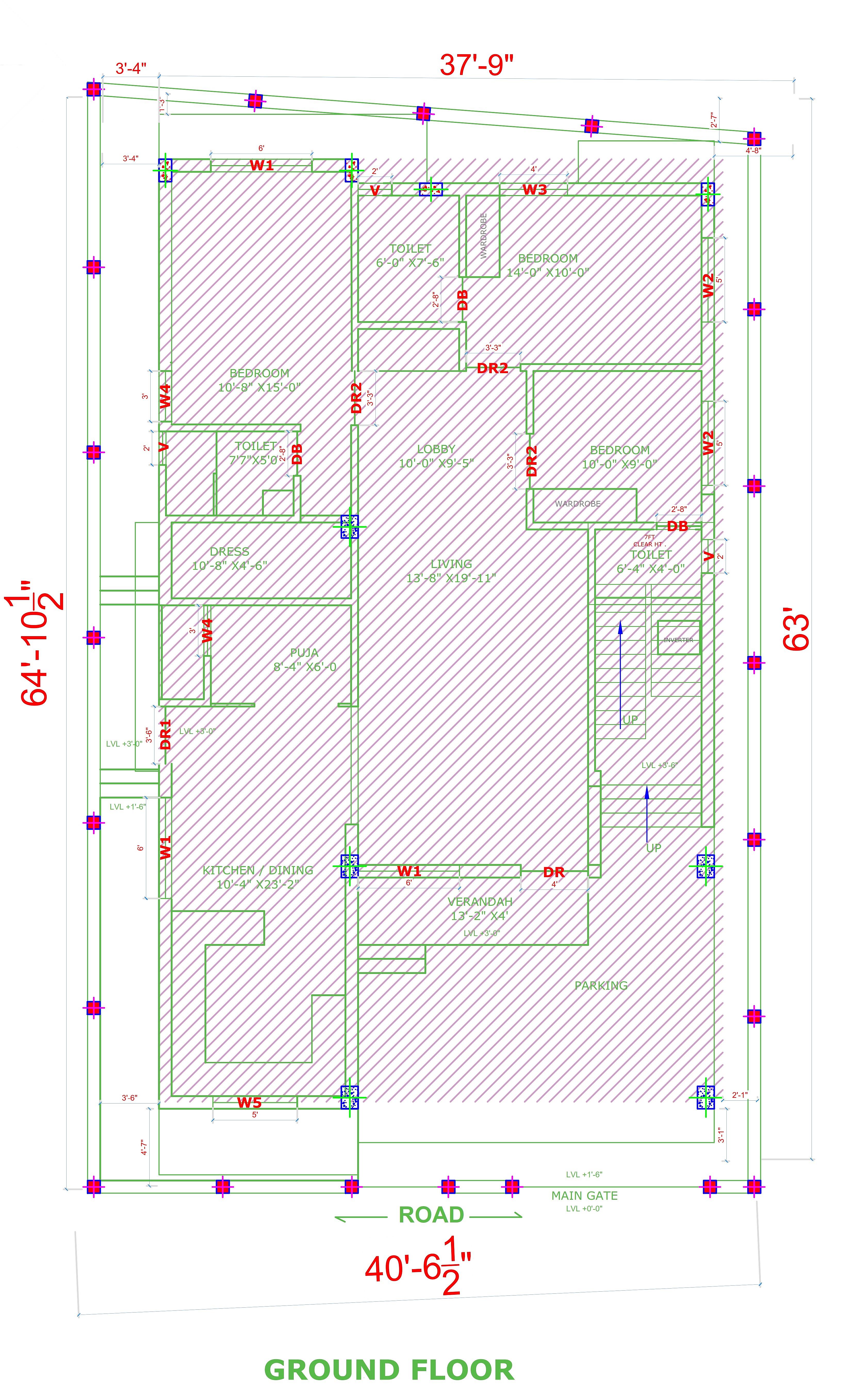 35X40 House With Shop plan- 1400 sqft Residential Cum Commercial house design At Yamunanagar thumbnail 3 — Project ID 6962