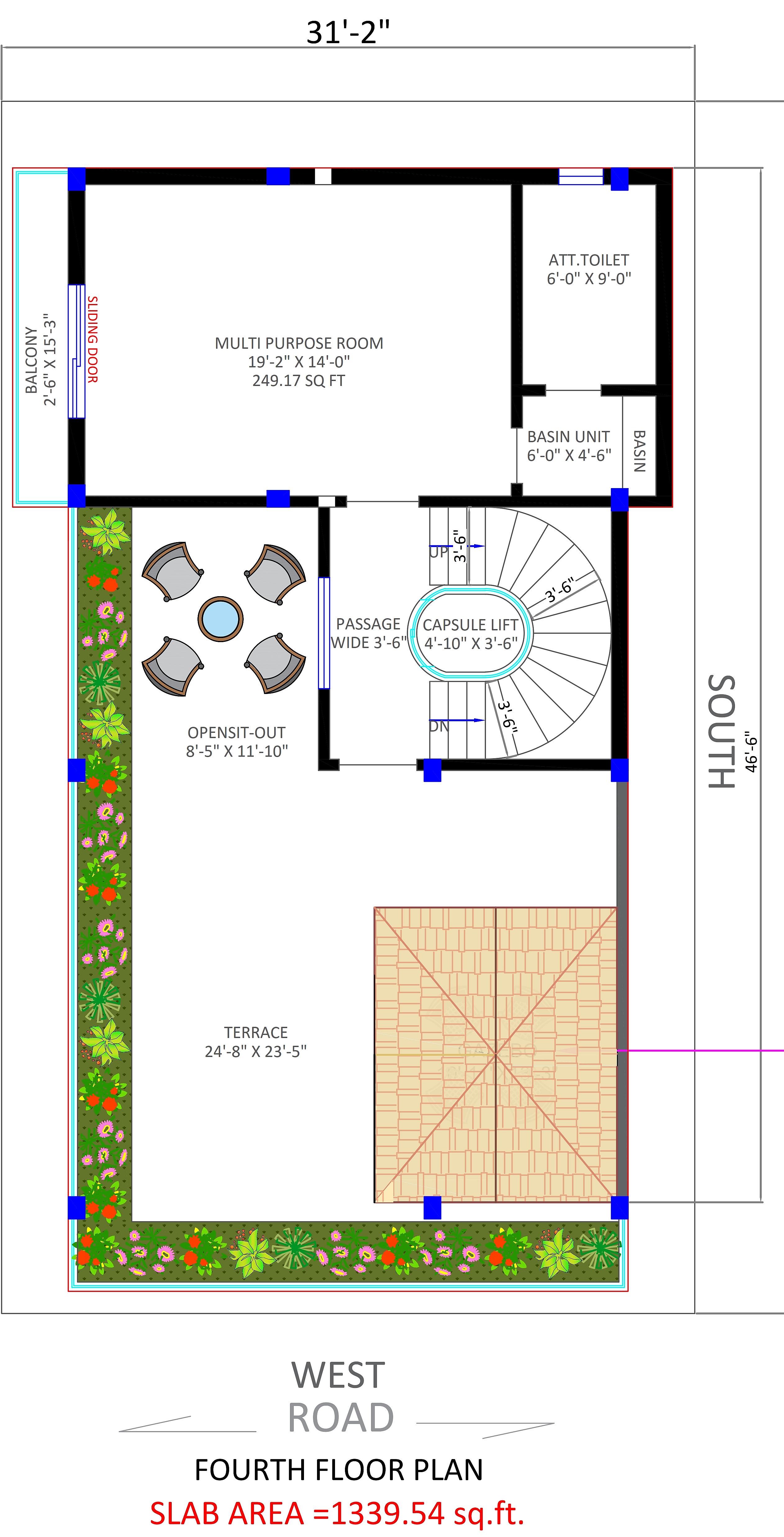 32X55 House Plan- 1760 sq ft Residential House Design at Bangalore
