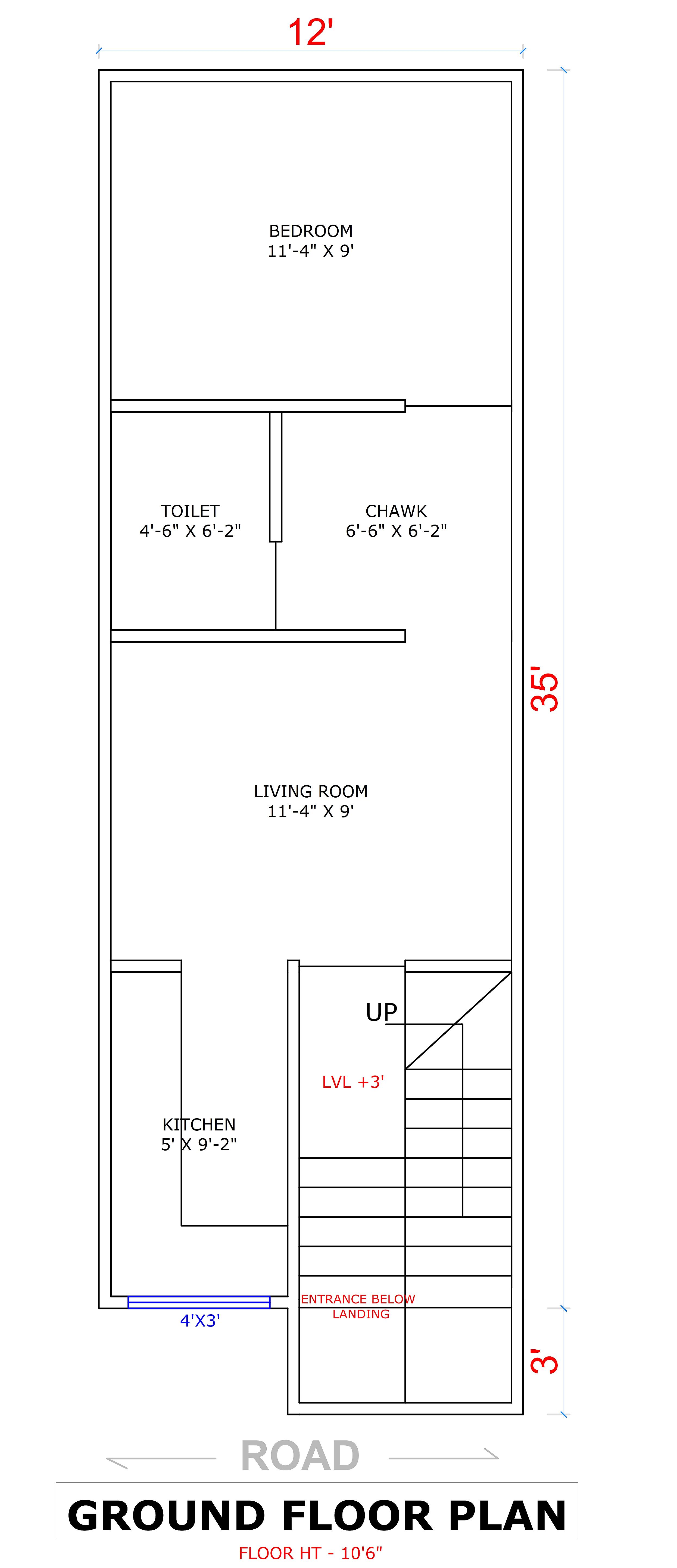 12X35 House Plan- 420 sq ft Residential House Design at Suwasara thumbnail 2 — Project ID 6966