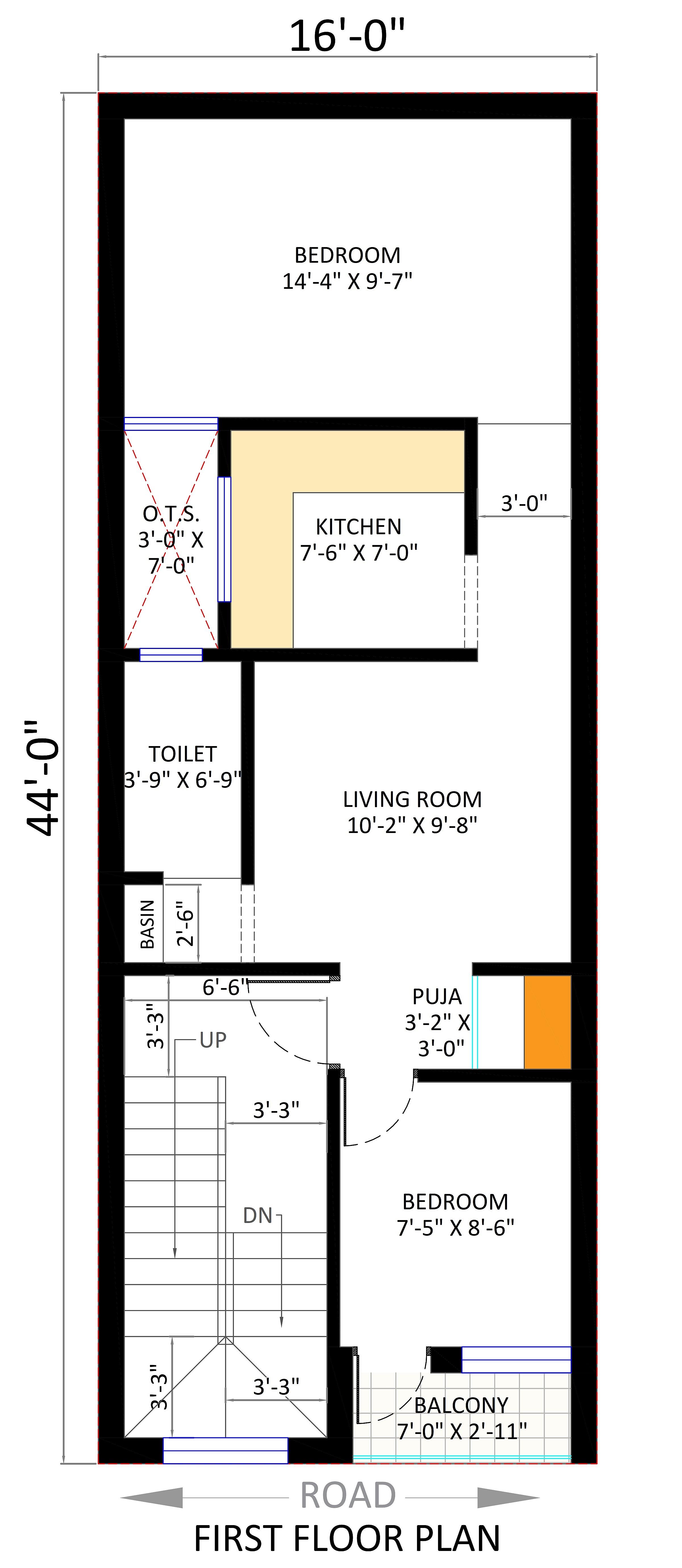 16X44 House Plan- 704 sq ft Residential House Design At Munger thumbnail 2 — Project ID 6975