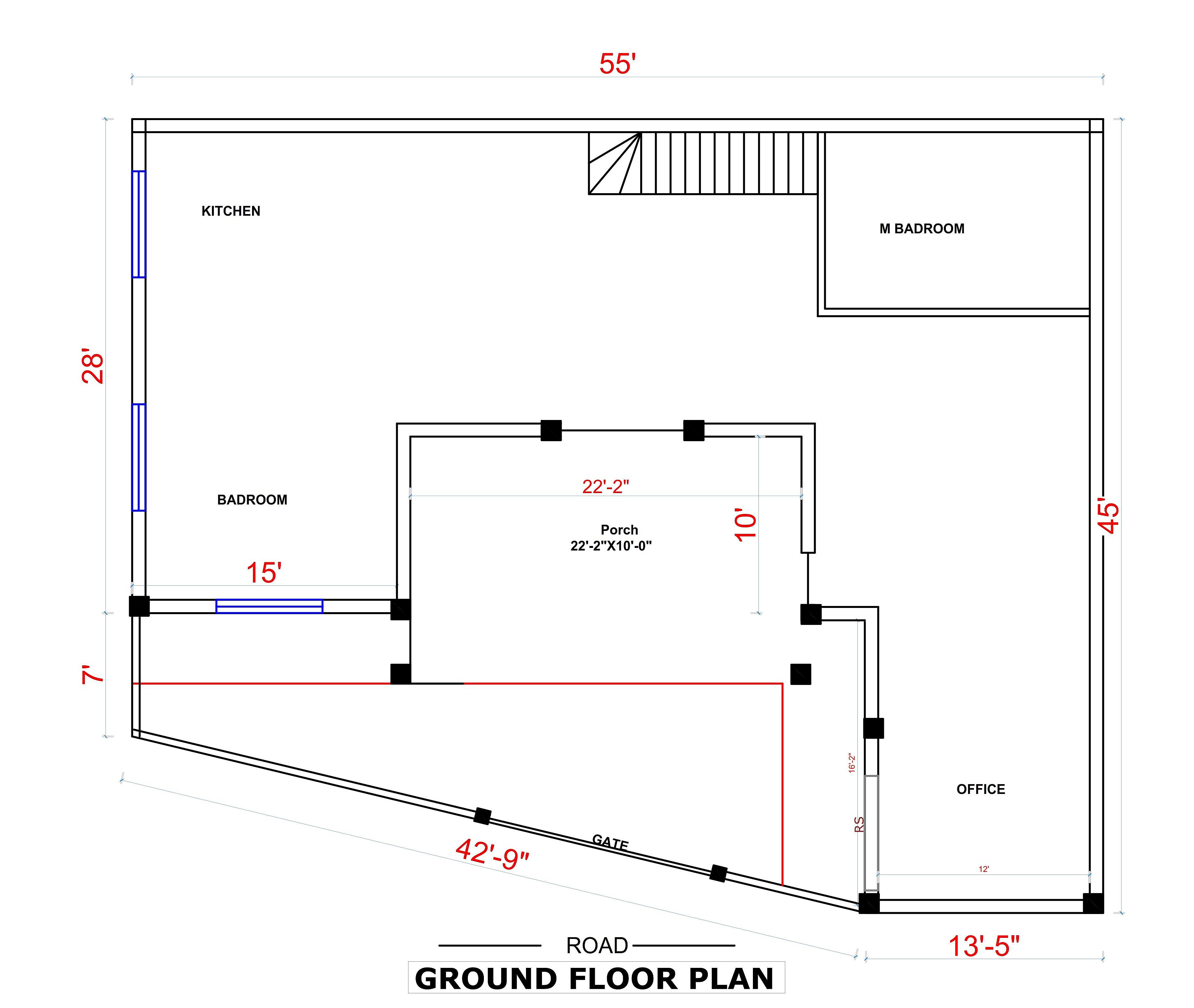 55X45 House With Office Plan- 2475 sq ft Residential Cum Commercial House Design at Sonasilli thumbnail 3 — Project ID 6979