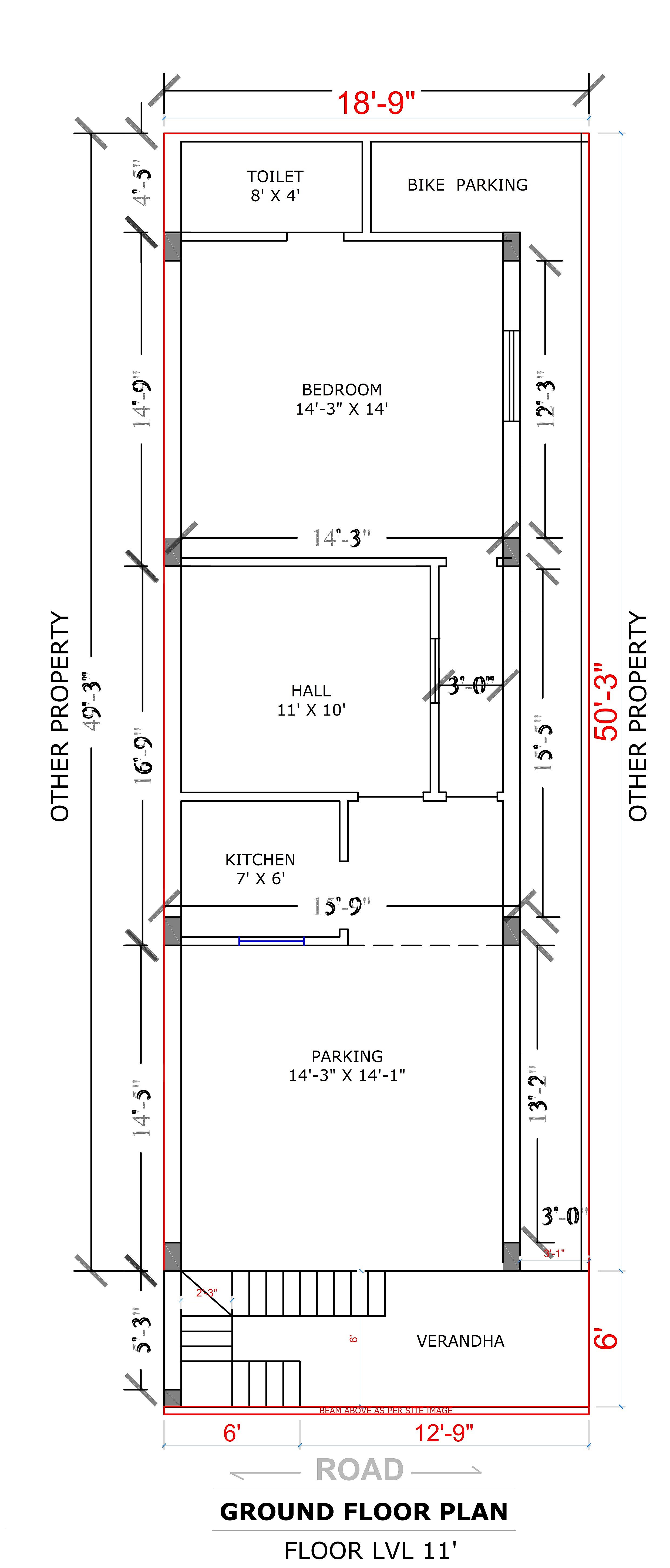 20X30 House Plan- 600 sq ft Residential Cum Commercial House Design at Warangal thumbnail 3 — Project ID 6981