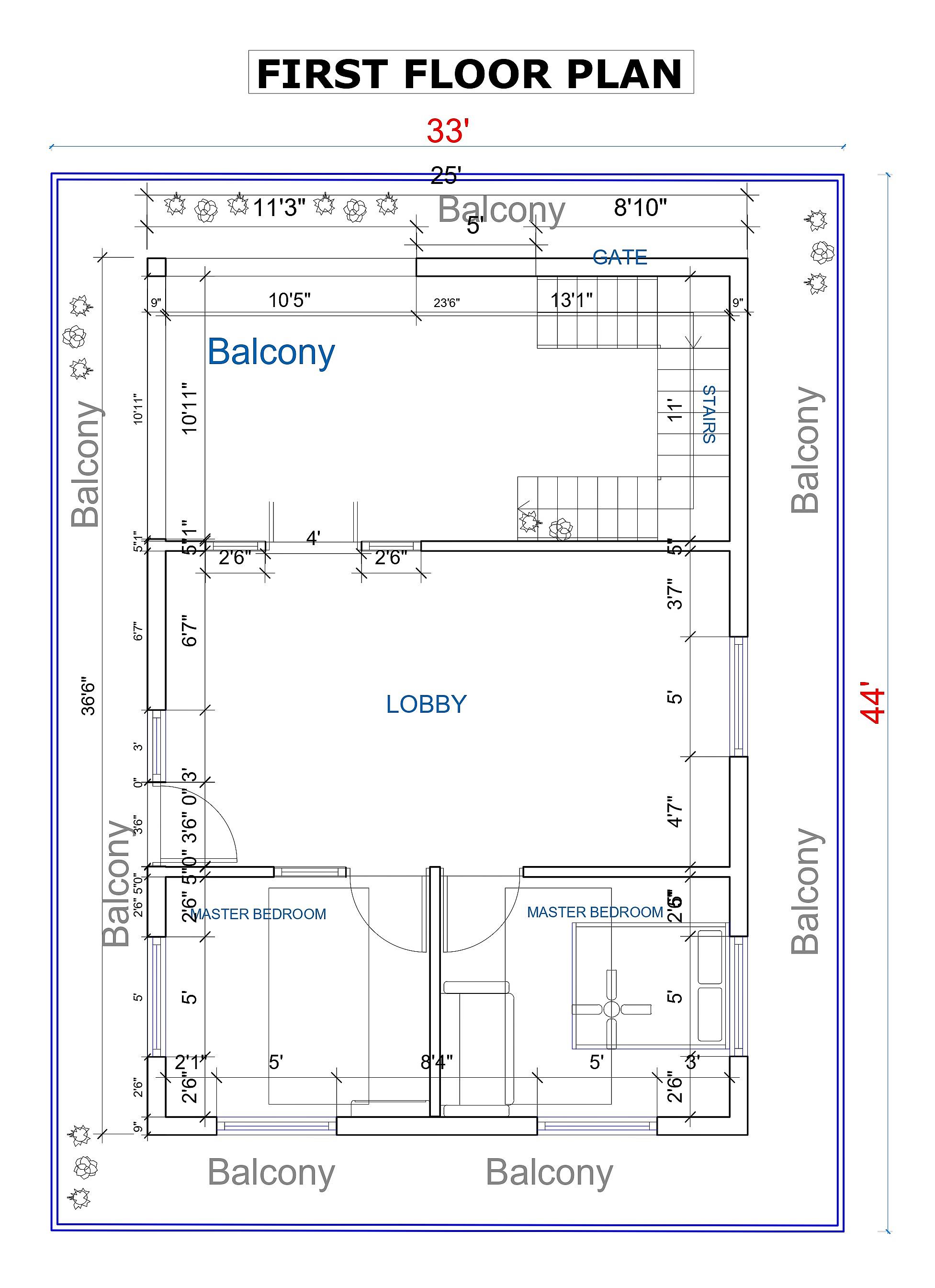 33X44 House plan- 1452 sqft Residential House Design at Padrauna thumbnail 2 — Project ID 6983