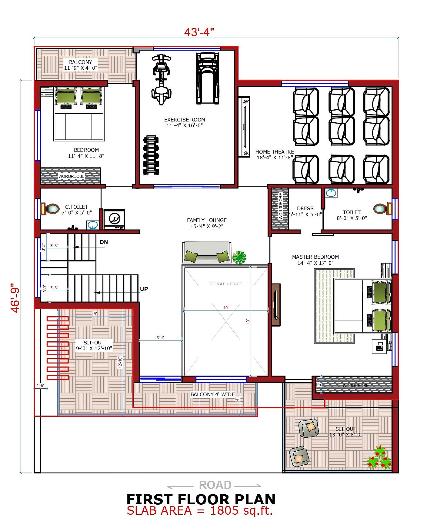 44X46 House With Office Plan- 2024 sq ft Residential Cum Commercial House Design at Darrang thumbnail 2 — Project ID 6985