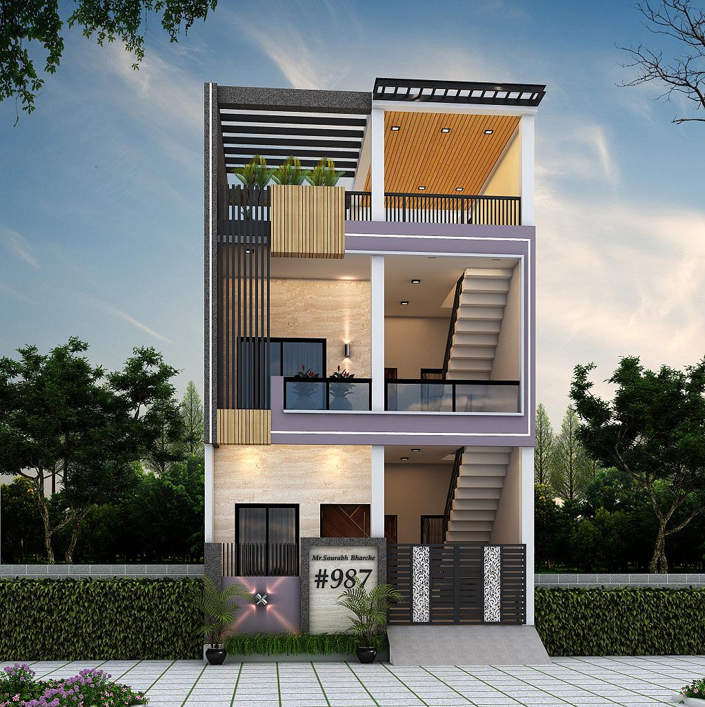 20X50 House Plan- 1000 sq ft Residential House Design at Maheshwar thumbnail 1 — Project ID 7016