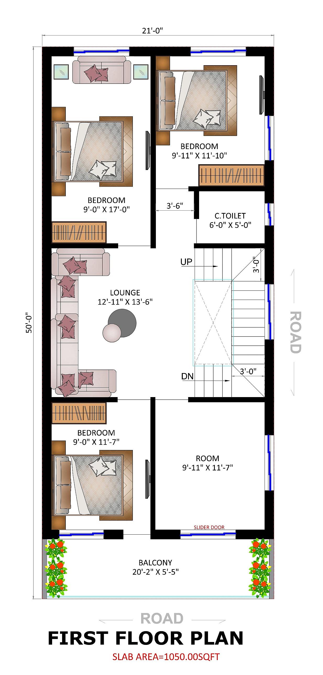 20X50 House Plan- 1000 sq ft Residential House Design at Madhubani — photo 1 — Project ID 7019