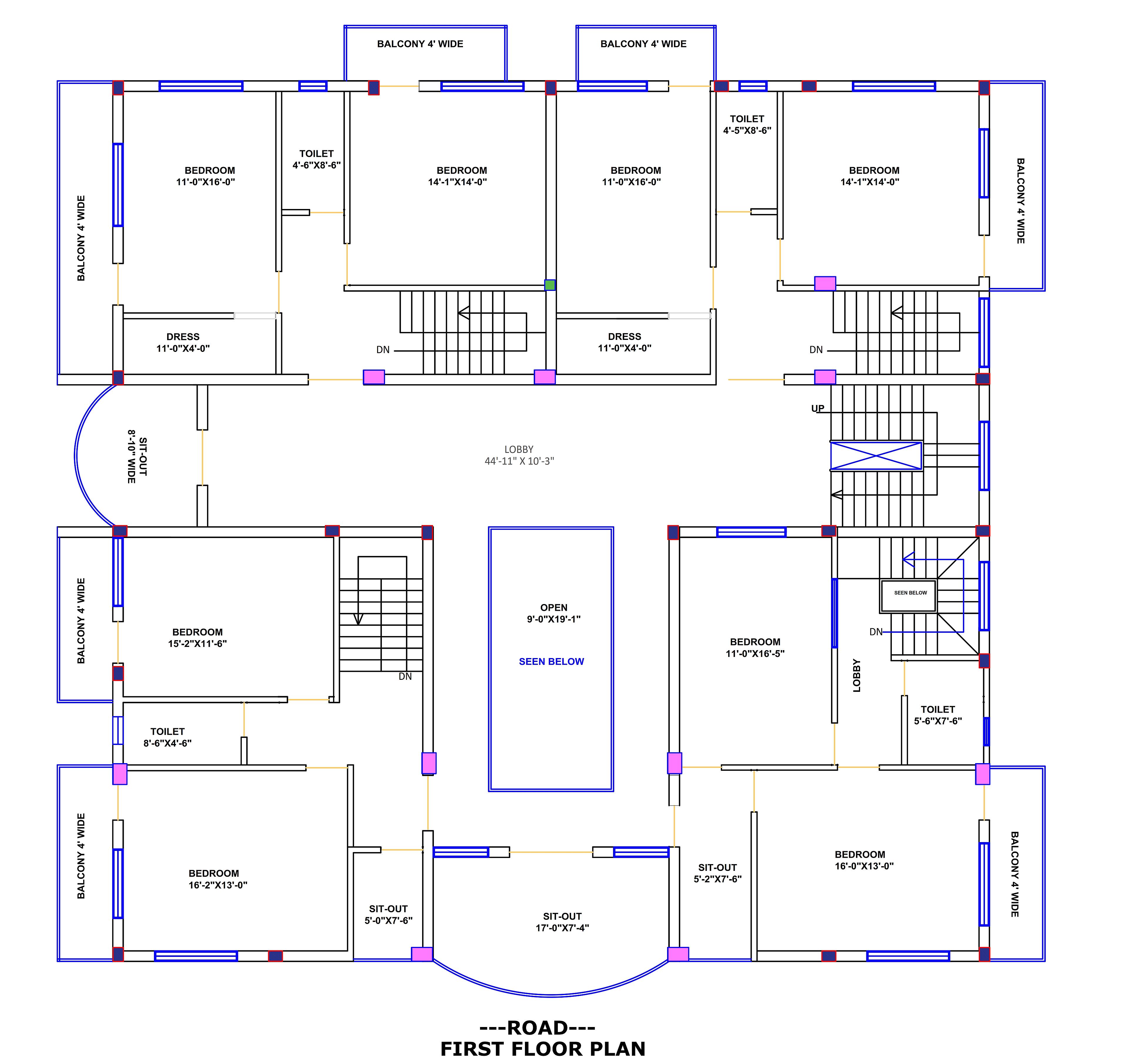63X65 Apartment Plan- 4095 sq ft Residential Cum Commercial House Design at Mahrajganj thumbnail 2 — Project ID 7022