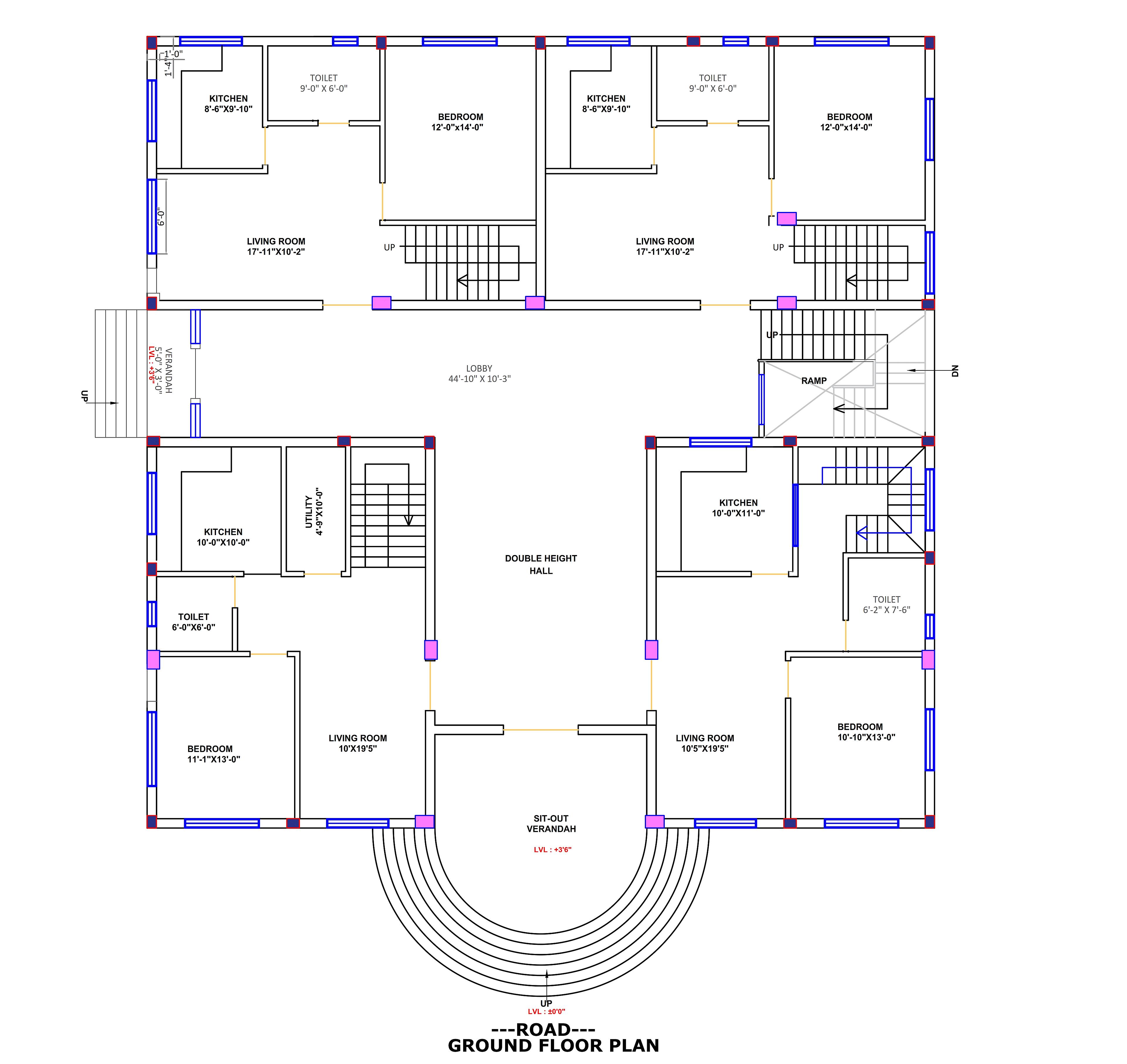 63X65 Apartment Plan- 4095 sq ft Residential Cum Commercial House Design at Mahrajganj thumbnail 3 — Project ID 7022